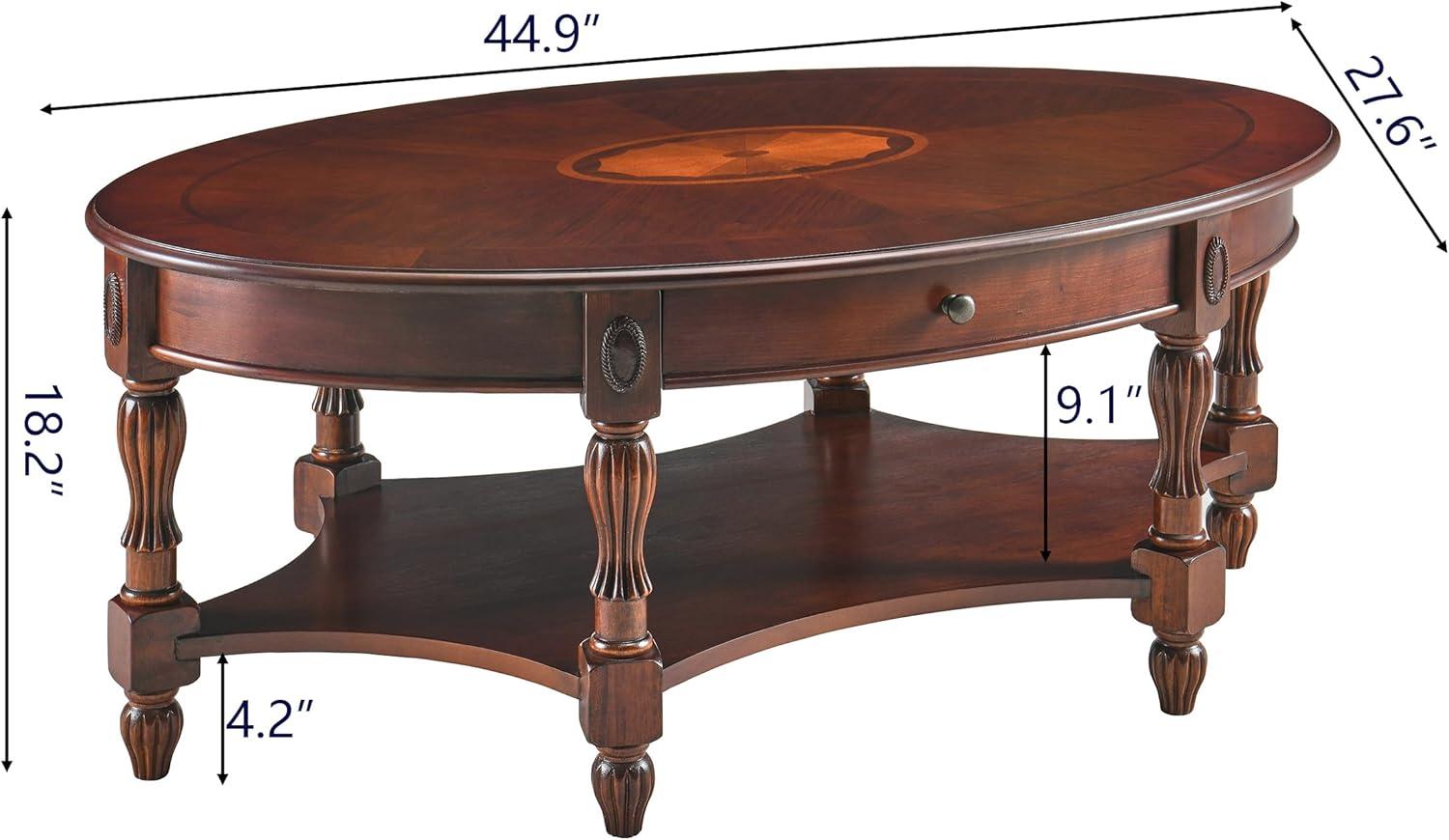 Solid Wood Coffee Table Console Table with Storage Drawer With drawers Coffee Table Wood, Cherry Coffee Tables