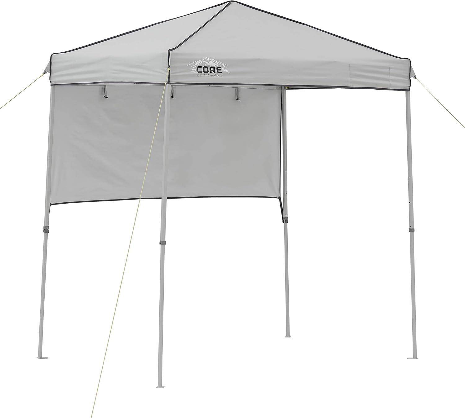 Core 6 x 4 Ft Pop Up Instant Tent Canopy w/ Adjustable Half Sun Shade, Gray