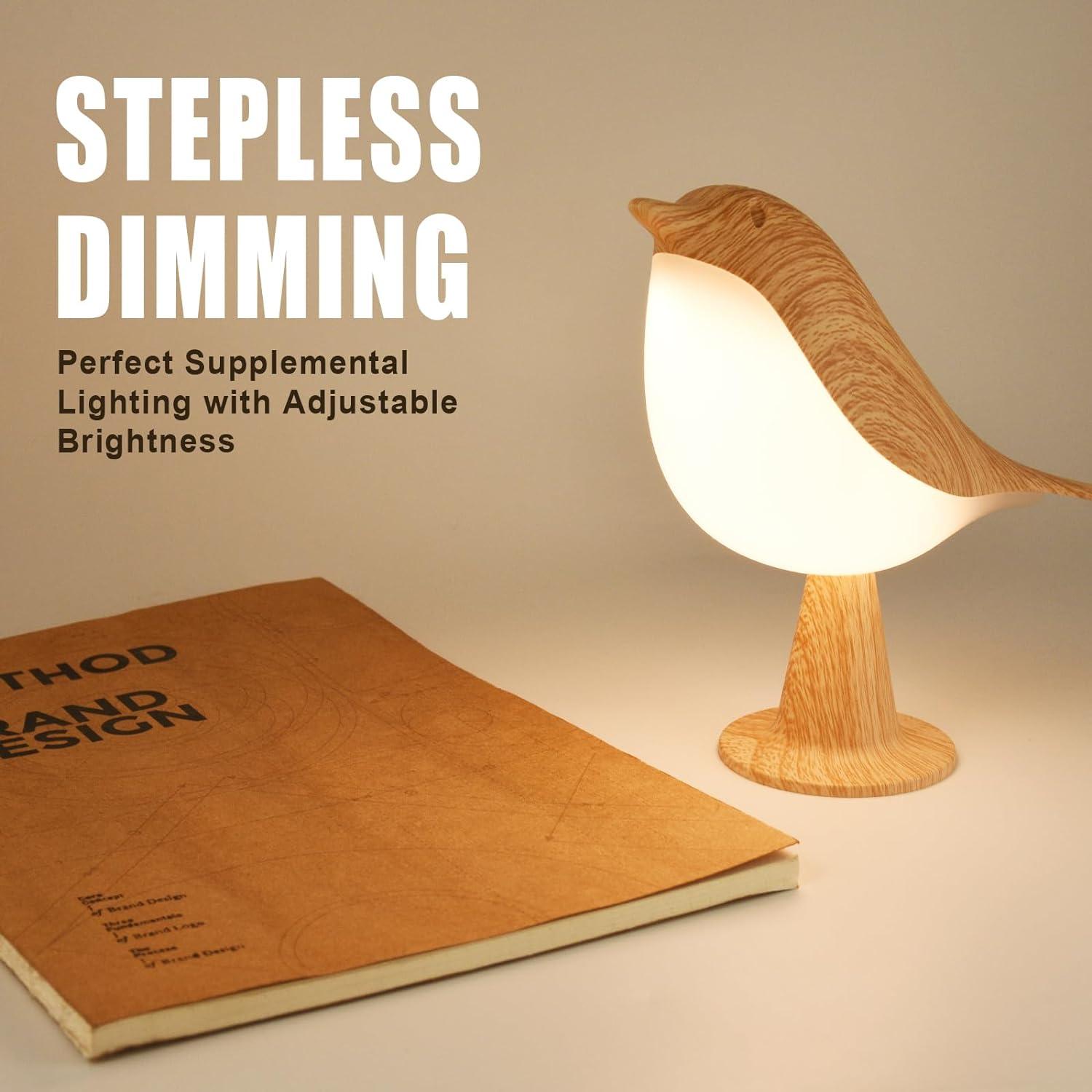Winston Porter Small Desk Lamp, Bird Lamp Bedside Lamps With 3 Color Temperature And Touch Sensor,Cordless Lamp Kids Night Light With Rechargeable Battery