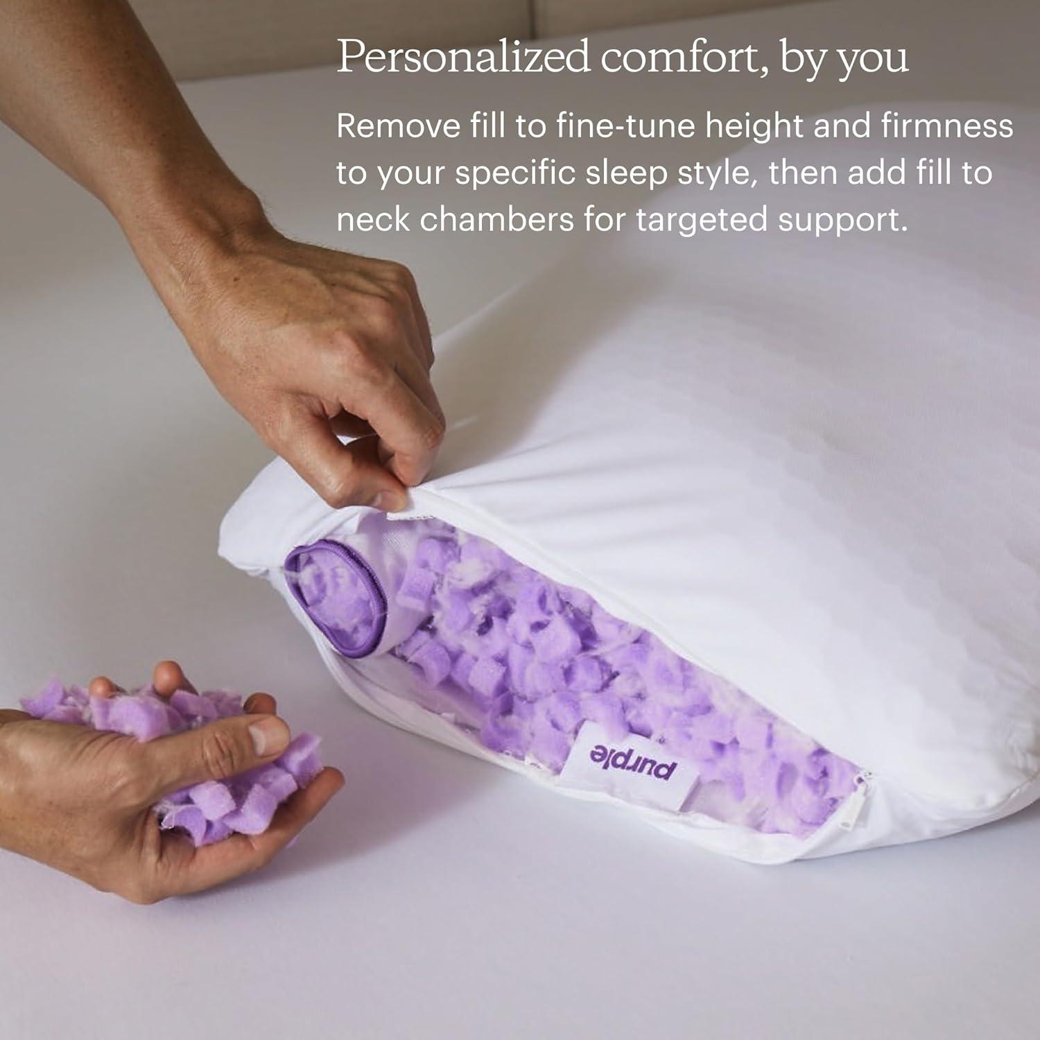 Purple Freeform Pillow - King Size, Customizable Support with GelFlex Grid & MicroFlex Moon Foam - Pressure Relief, Cooling, Extra Filling & Adjustable Height