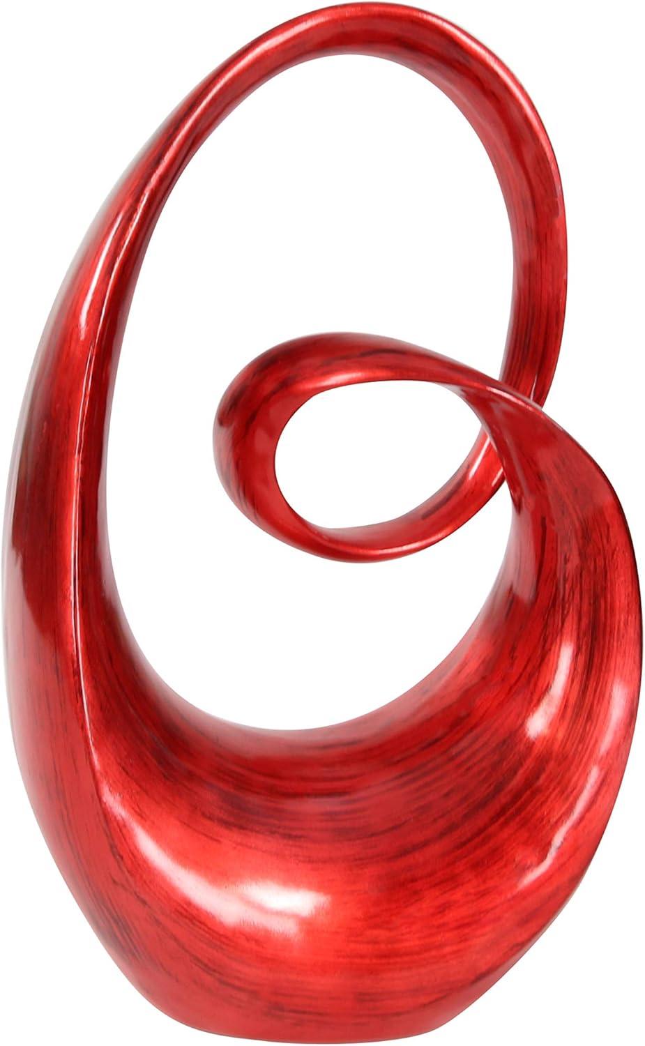 Red Polystone Abstract Swirl Decorative Sculpture