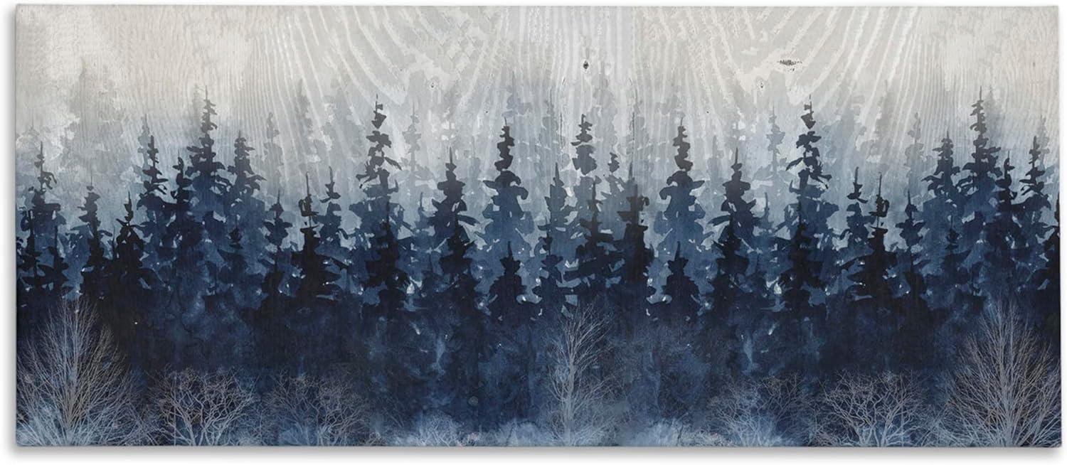 Rustic Blue Forest Tree Line Fir Wood By Carol Robinson 955