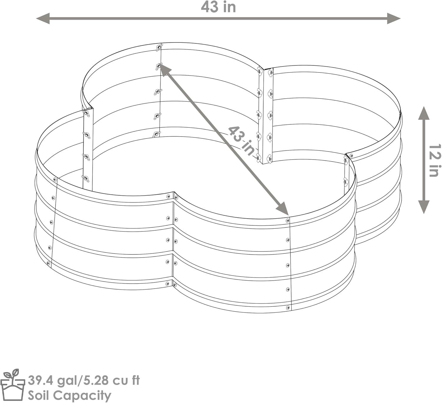 Silver Galvanized Steel 4-Leaf Clover Raised Garden Bed