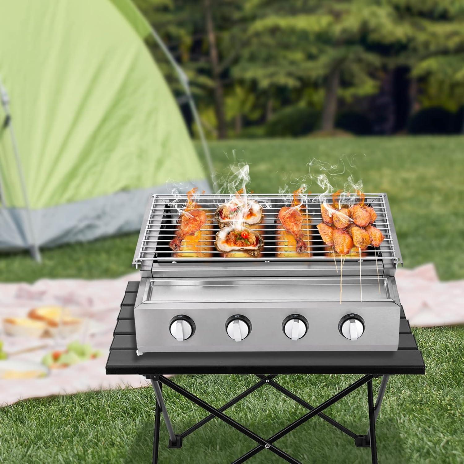 Silver Stainless Steel 4-Burner Natural Gas BBQ Grill