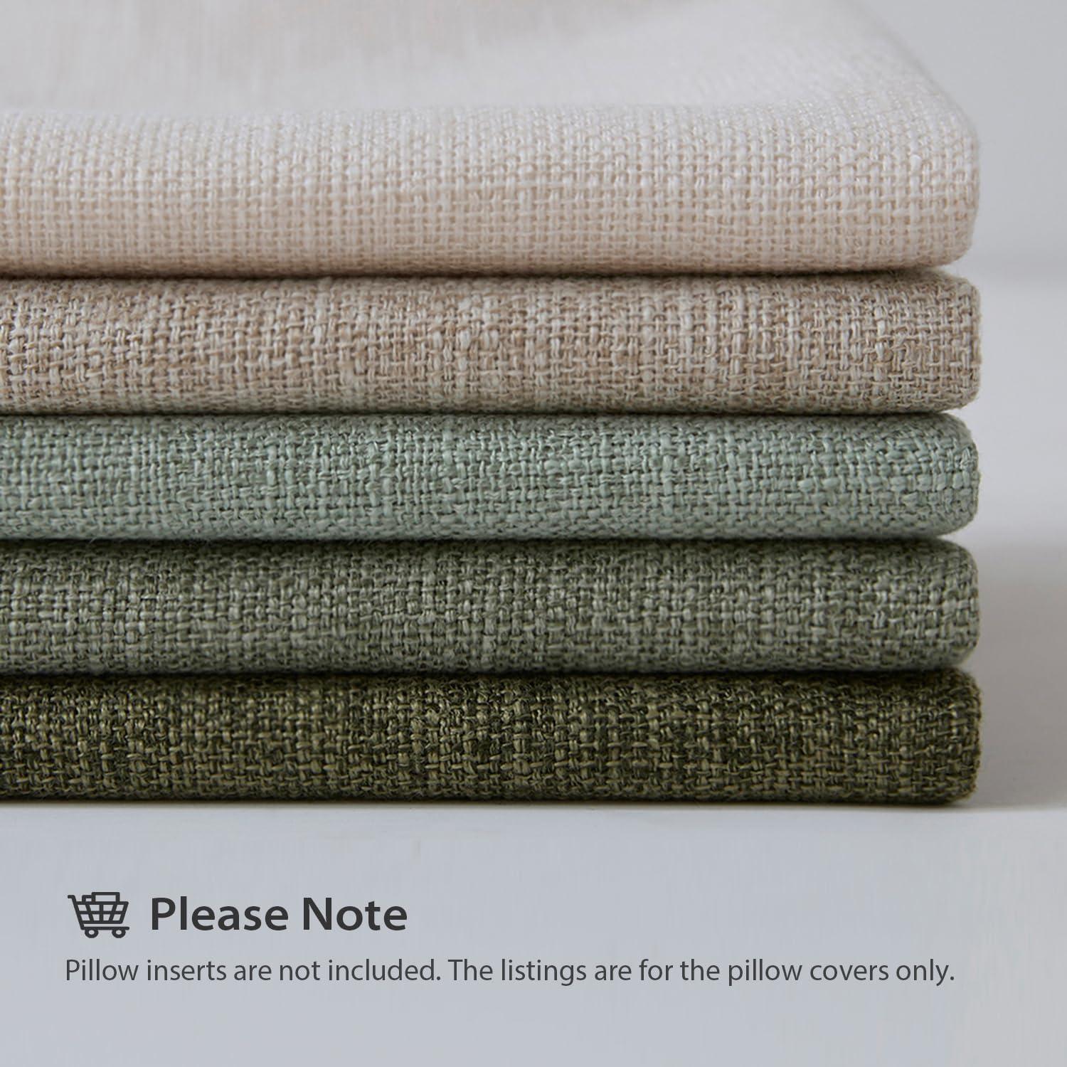 Xukmct 2 Pack Linen Square Pillow Cover with Zipper, Solid Color Decorative Cushion Case for Couch Patio Sofa, 18 x 18 inch, Green