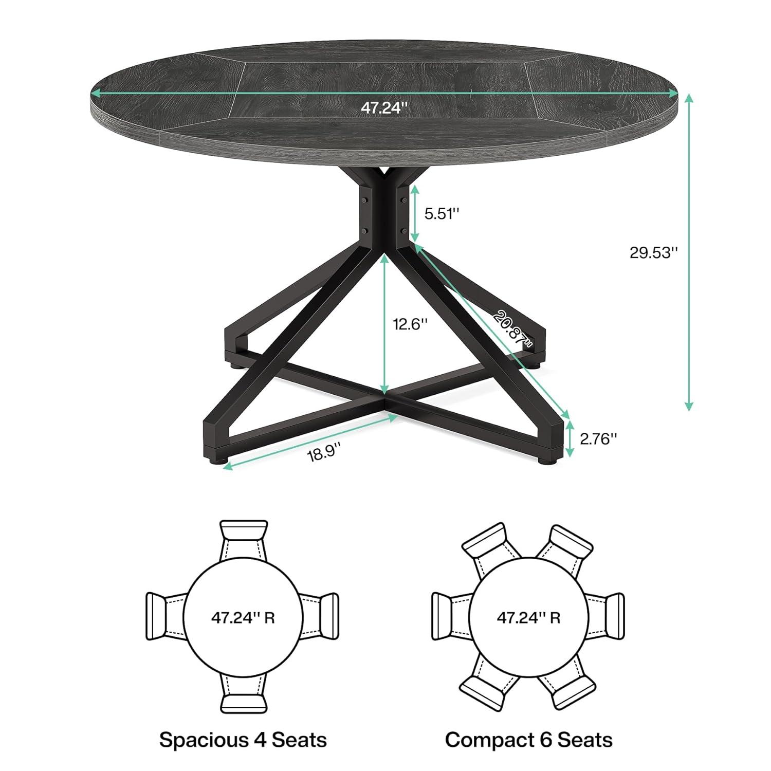 Millwood Pines 47 Inch Round Dining Table For 4-6 People