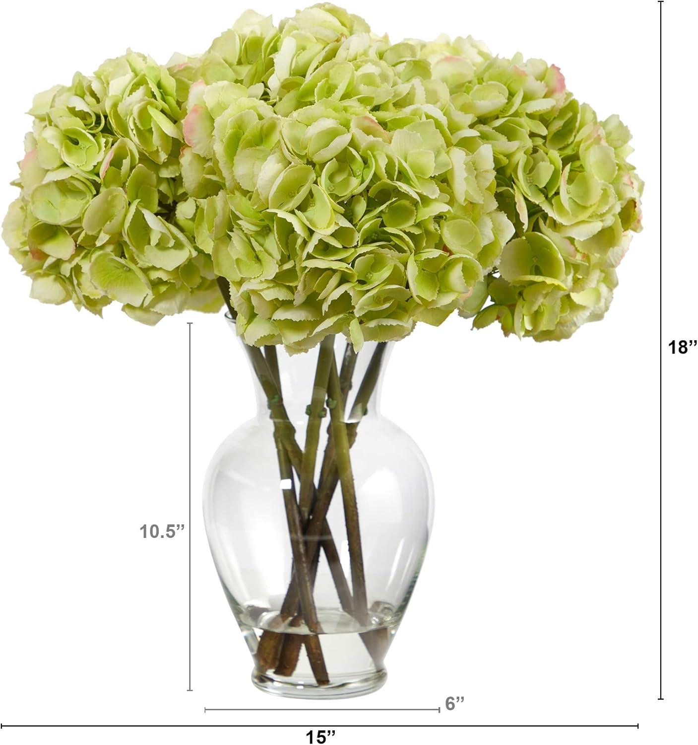 Elegant Hydrangea Artificial Arrangement in Glass Vase, 23" High