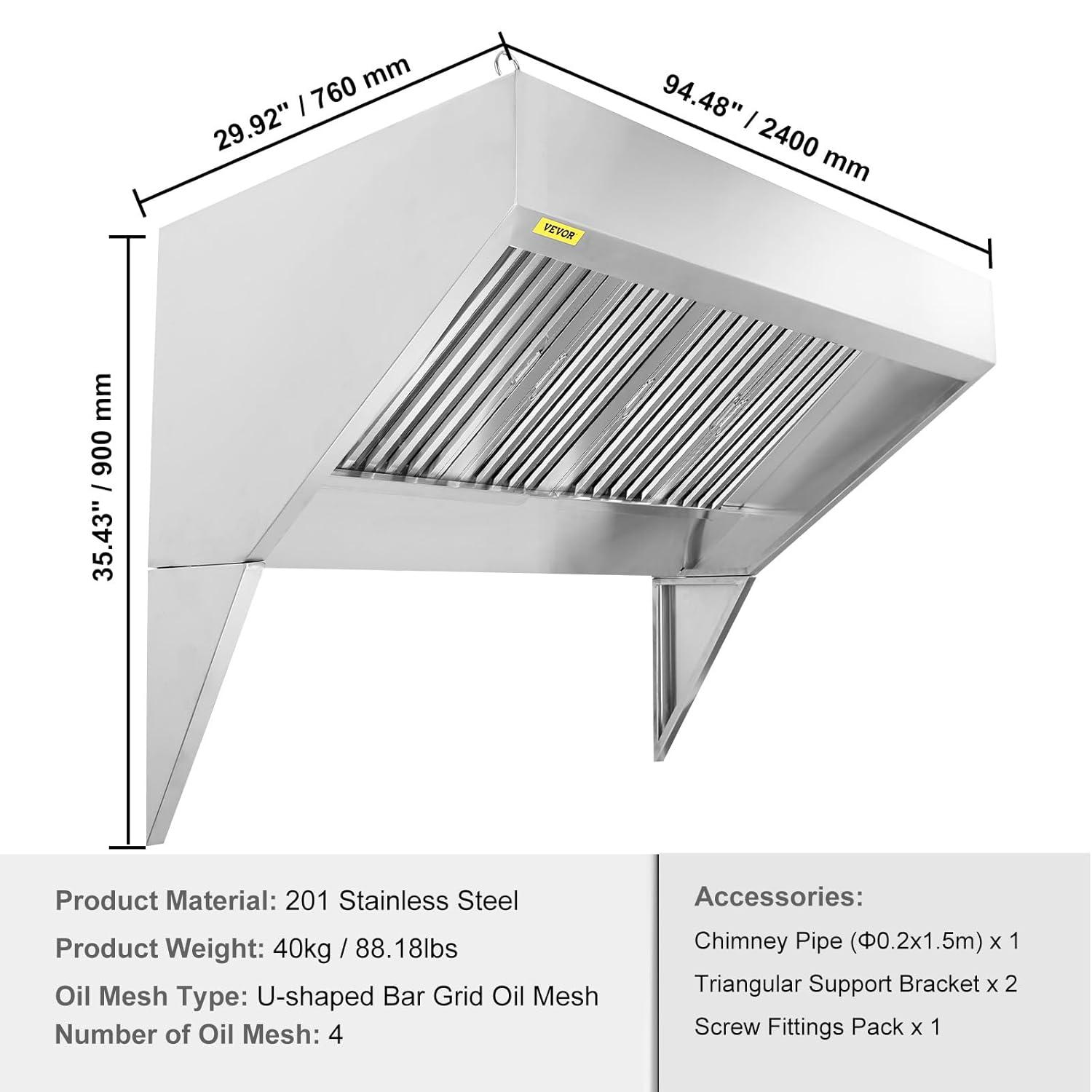 VEVOR Stainless Steel Ducted (Vented) Range Hood