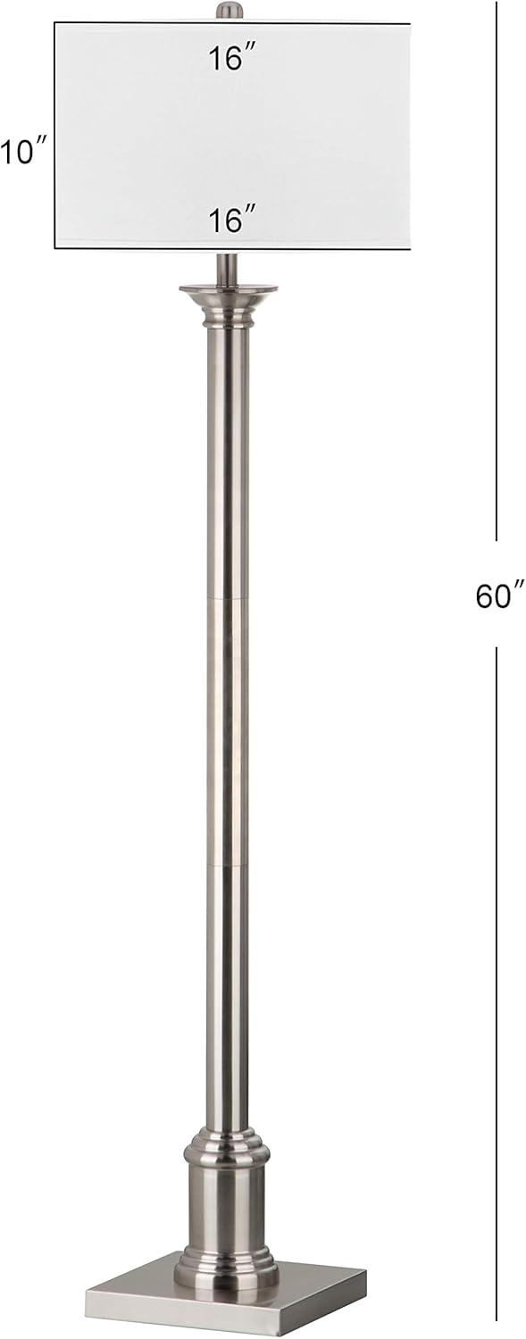 Livia 60" Nickel Floor Lamp with White Cotton Shade