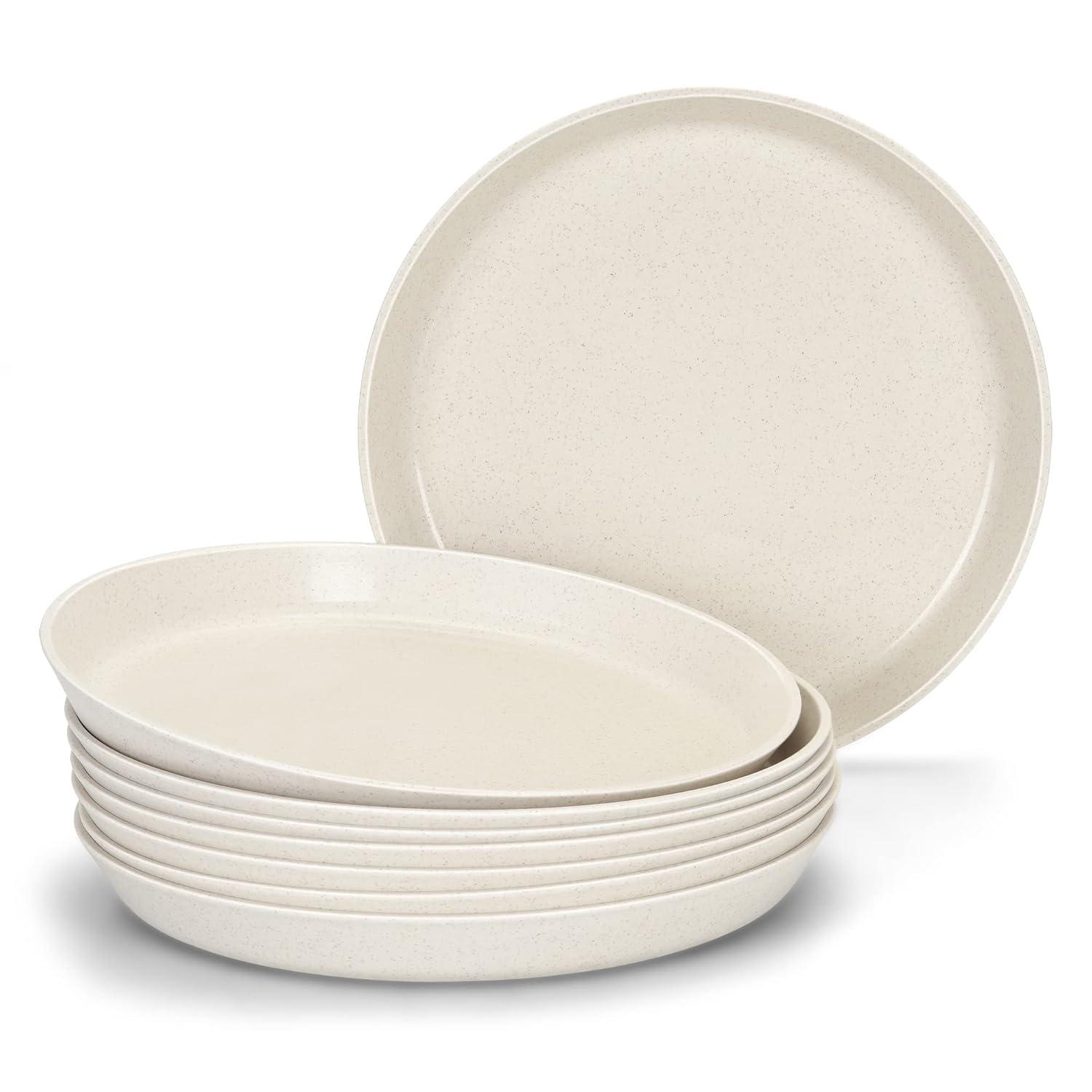 9 Inch Dinner Plates - BPA-Free Wheat Straw Plates, Off White Plate Set (Dishwasher & Microwave Safe) | Eco-Friendly & Unbreakable