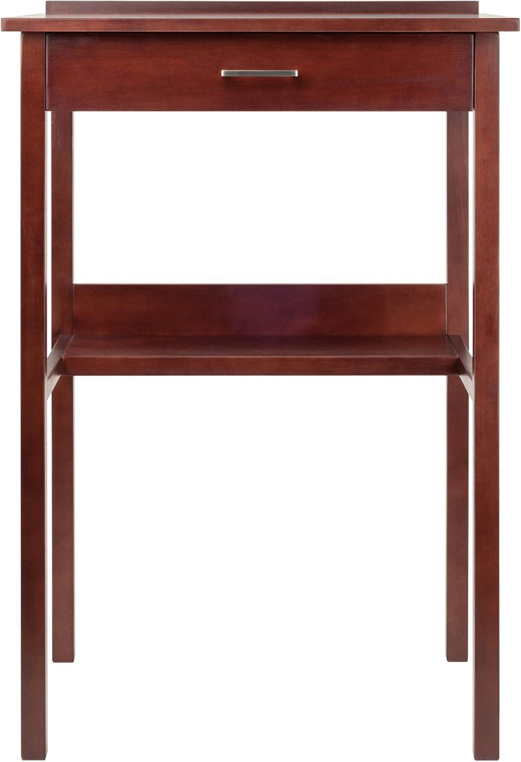 Winsome Ronald High Desk Walnut: Mid-Century Modern Standing Secretary, Spot Clean, No Storage