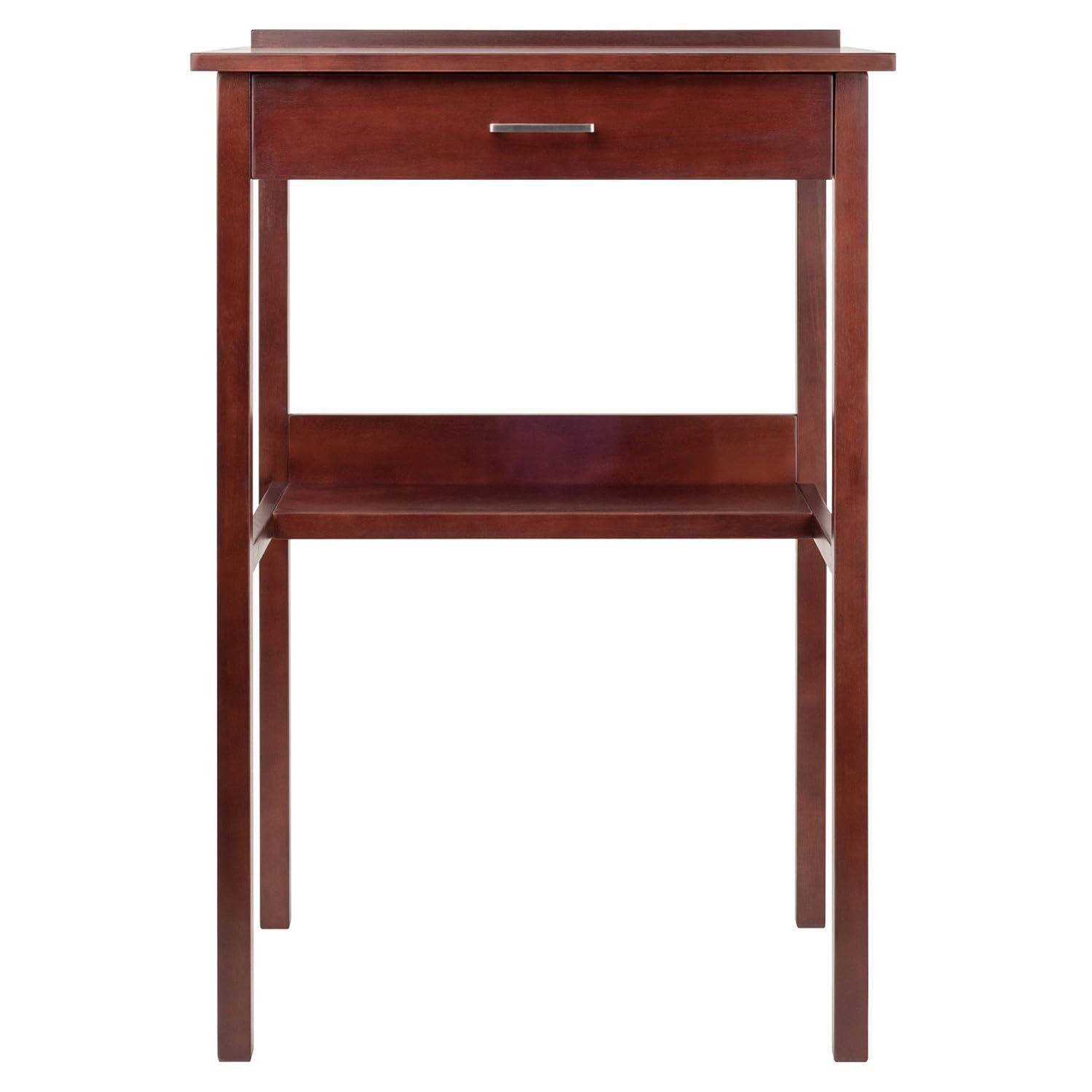 Winsome Ronald High Desk Walnut: Mid-Century Modern Standing Secretary, Spot Clean, No Storage