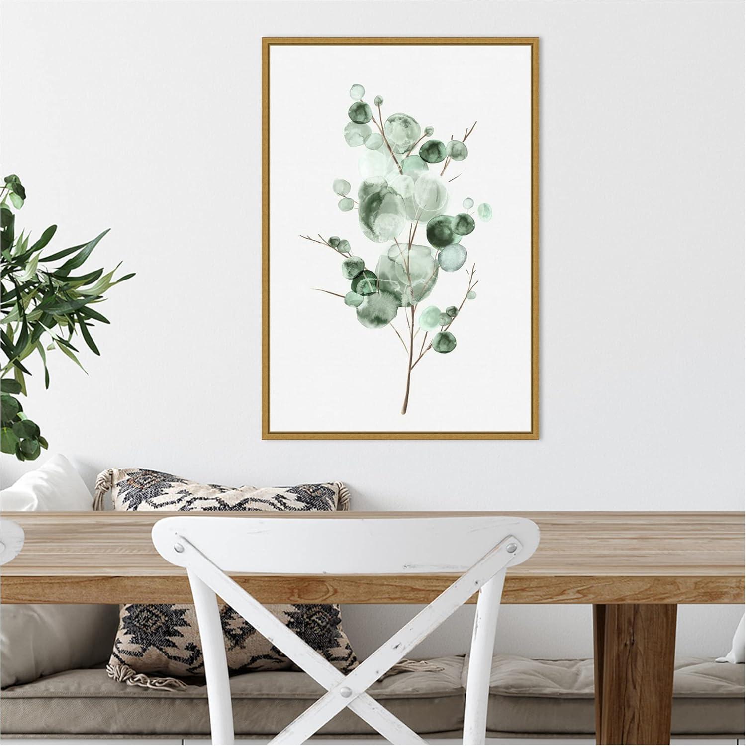 Modern Gold Framed Botanical Eucalyptus Canvas Print