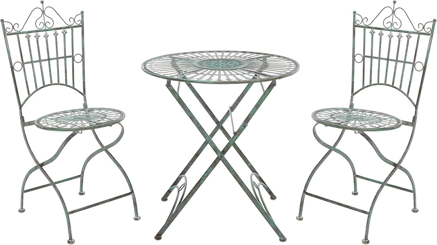 Belen Bistro Set, One Table And Two Chairs - Outdoor - PAT5020 - Antique Dark Green - Safavieh