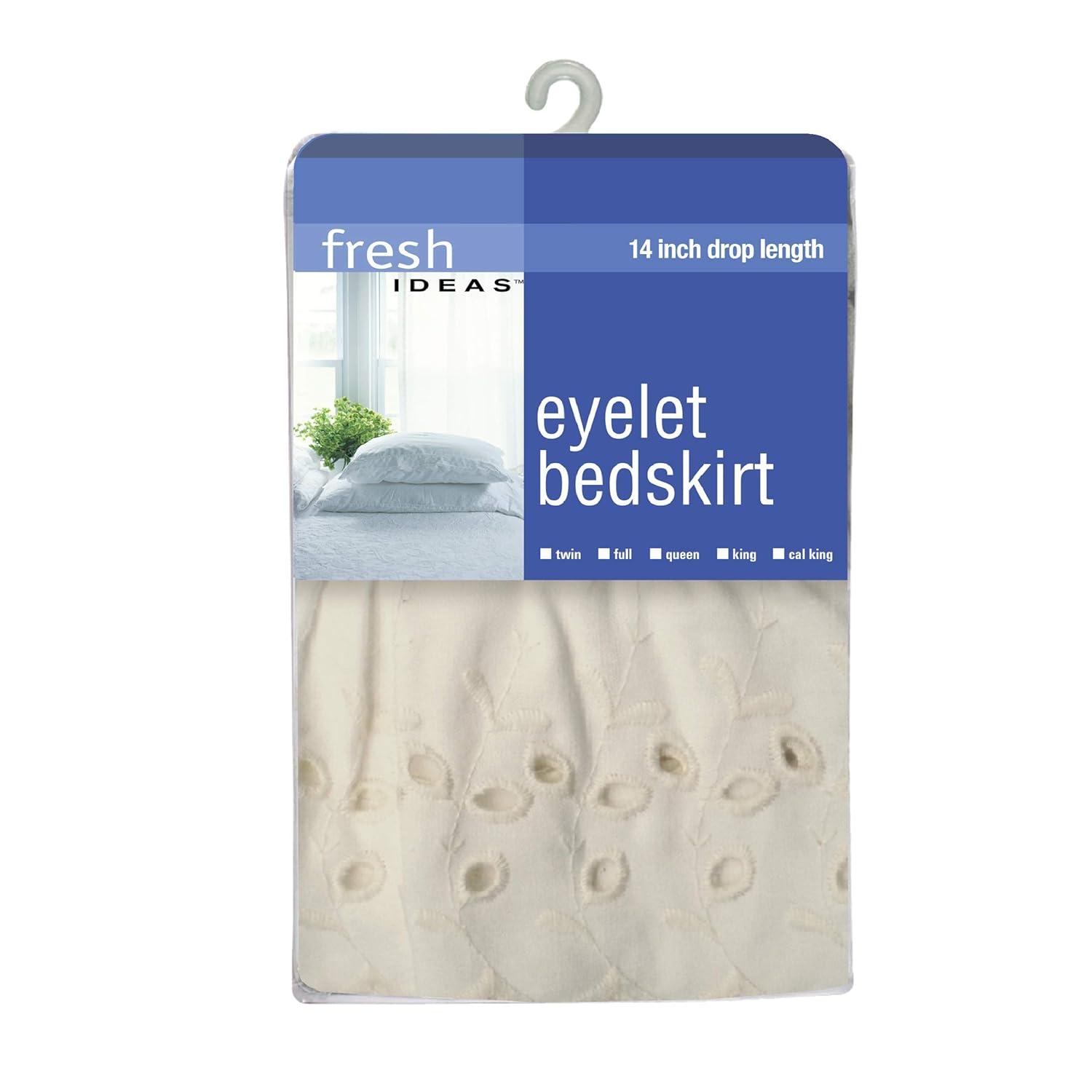 Fresh Ideas Fresh Ideas Ruffled Eyelet Bed Skirt, 14" Drop Length