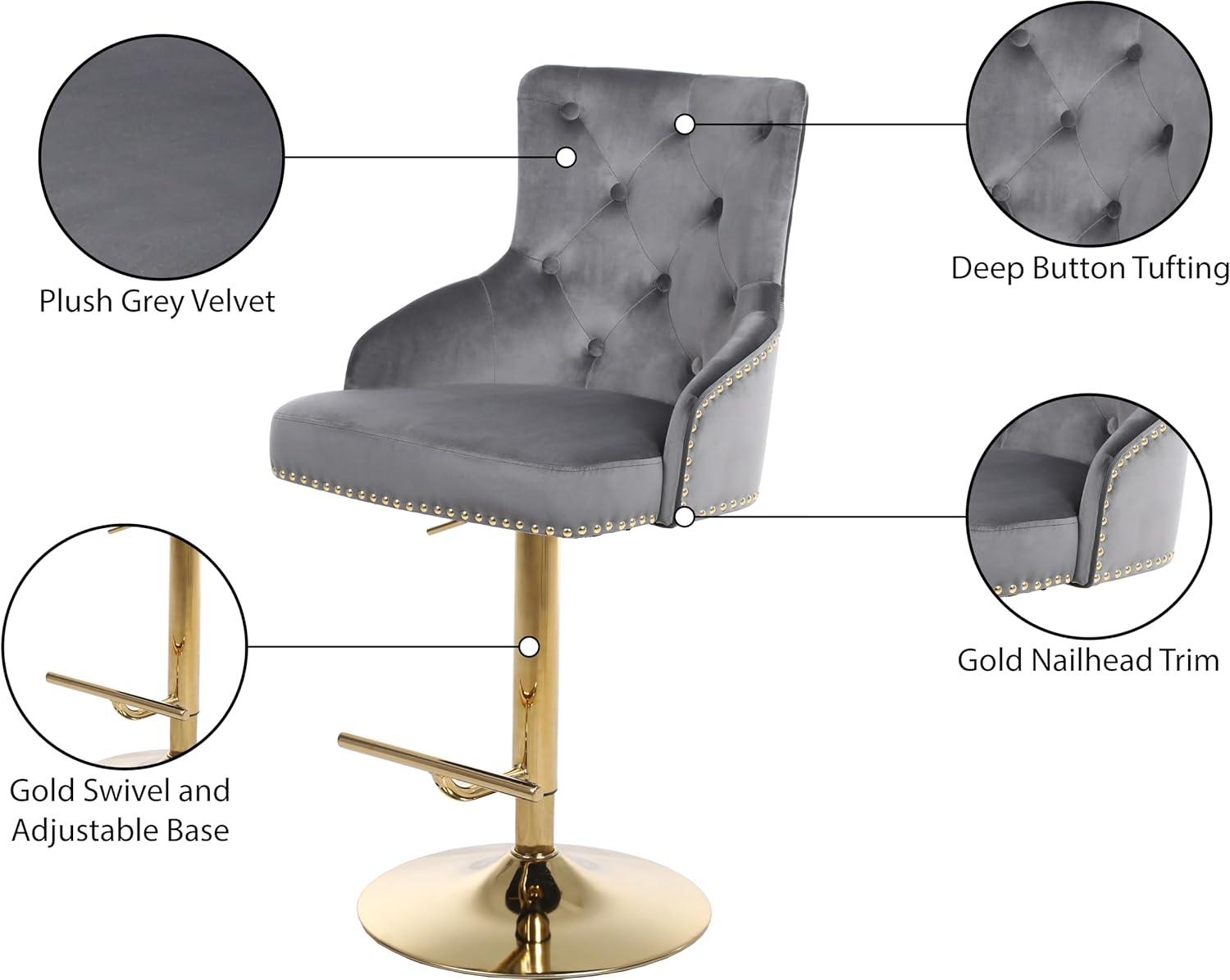 Maykoosh Mountain Lodge Grey Velvet Adjustable Stool