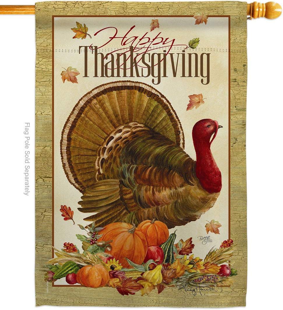 Thanksgiving Turkey Fall Harvest Polyester House Flag