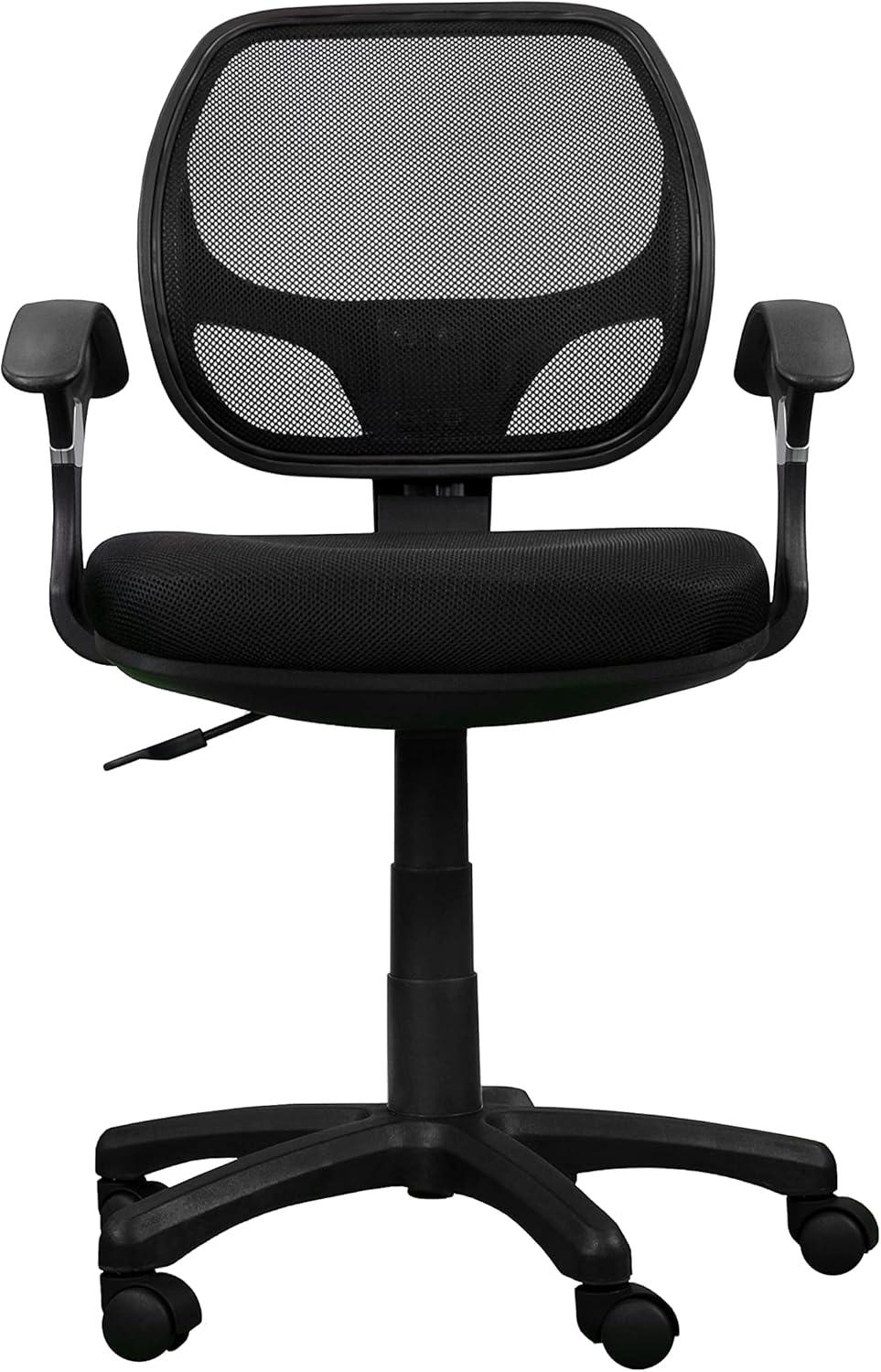 Sleek Black Mesh & Fabric Adjustable Task Chair with Swivel Base