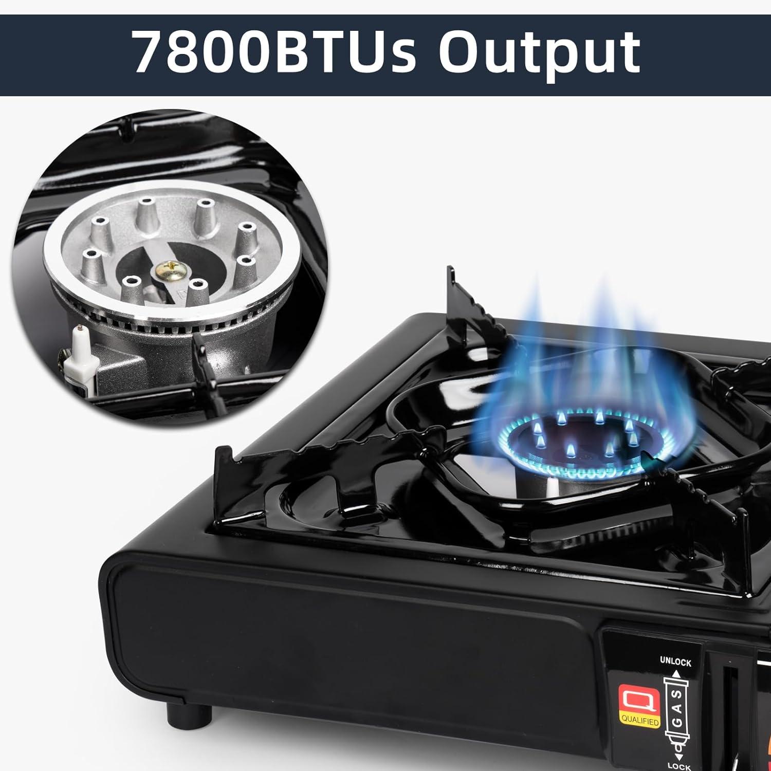 Portable Black Aluminum Single Burner Dual Fuel Gas Stove