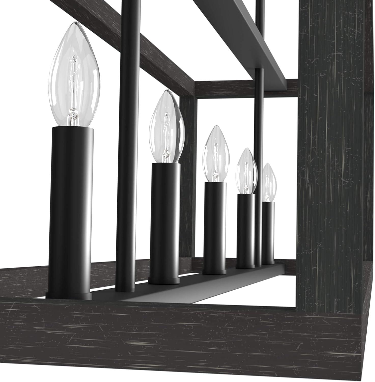 Matte Black 40" Linear Chandelier with Candle Bulbs