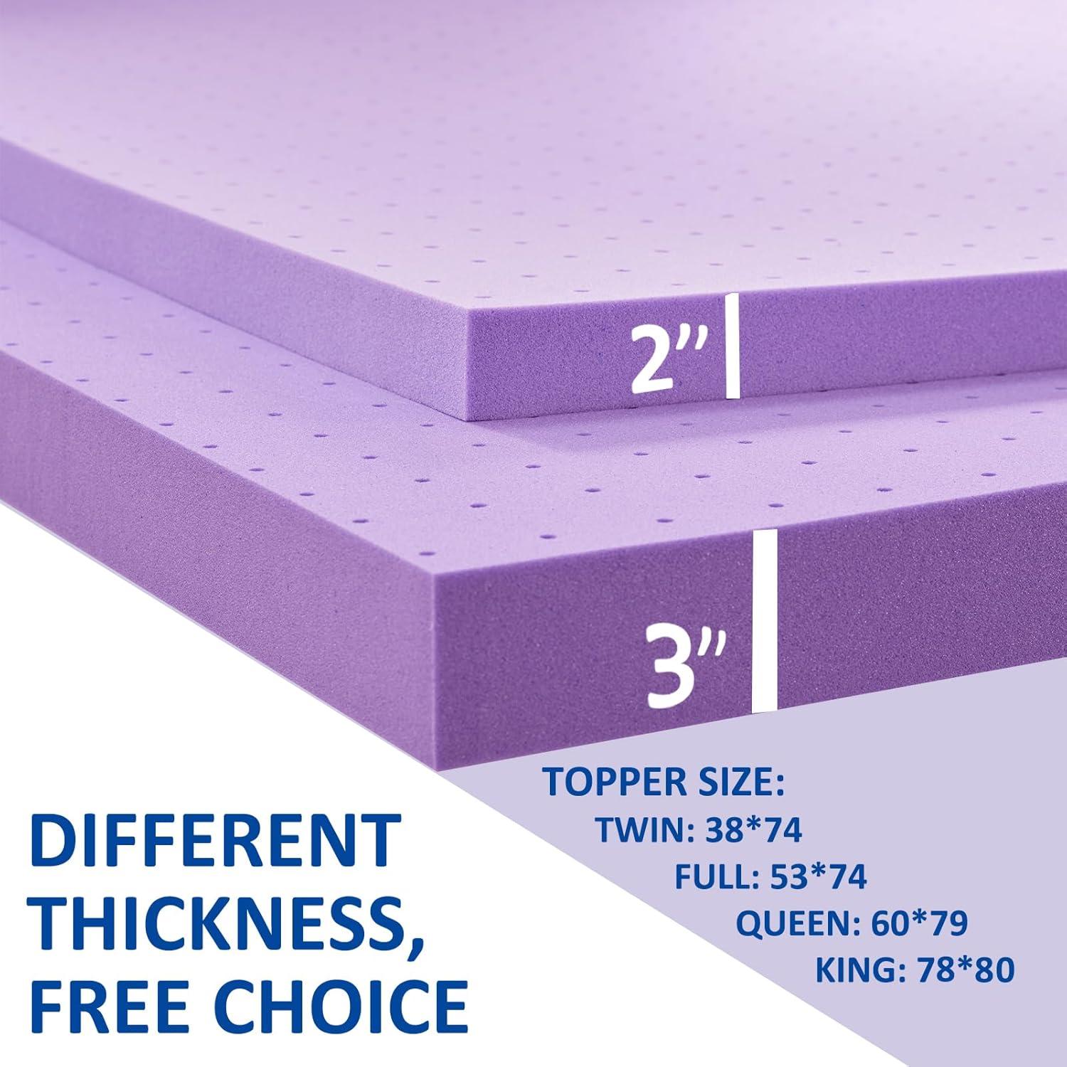 SINWEEK Mattress Topper Twin XL, 2 Inch Gel Memory Foam Mattress Topper College Dorm Ventilated Soft Mattress Pad, Bed Topper, CertiPUR-US Certified