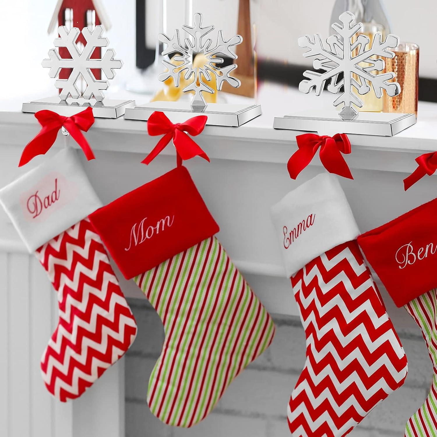 Season 4 Sparkles 4 Pieces Snowflake Stocking Holder Metal for Hanging Stockings