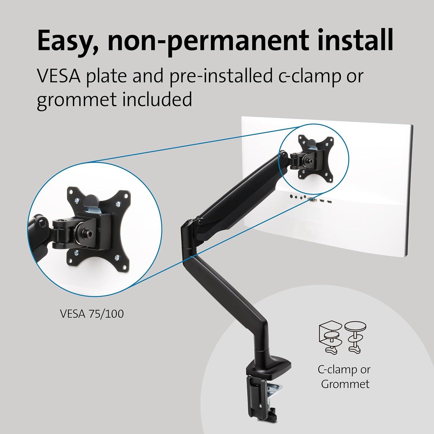 Smartfit One-Touch Height Adjustable Single Monitor Arm