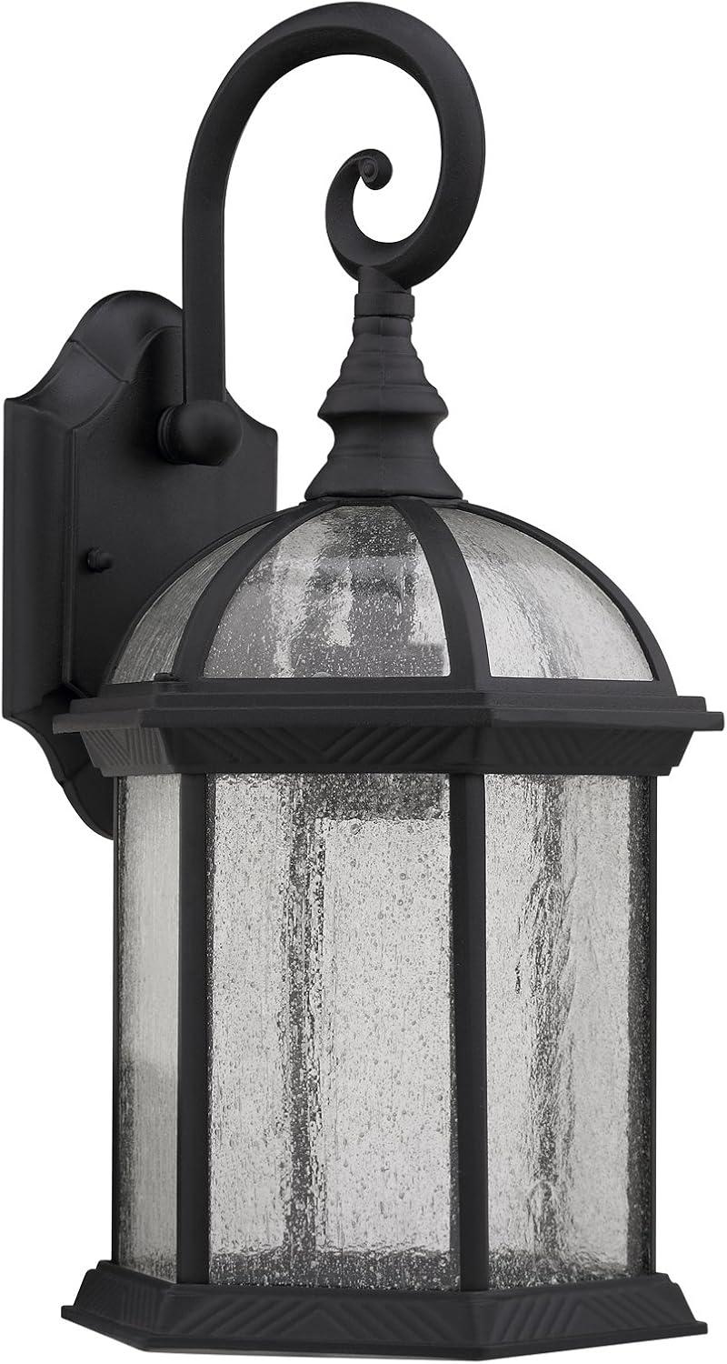 Havana Divine 19" Black Outdoor Wall Sconce with Seedy Glass Shade