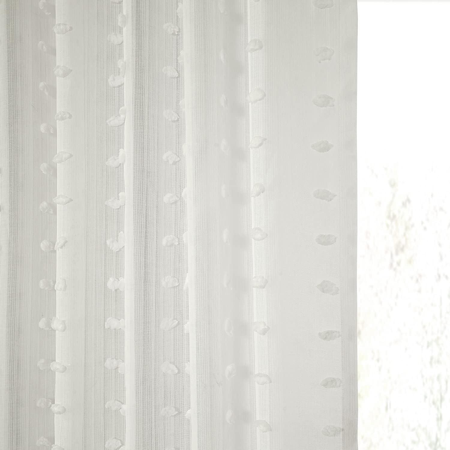 Strasbourg Dot Patterned Faux Linen Sheer Curtain (1 Panel), Strasbourg Dot, 50W X 96L