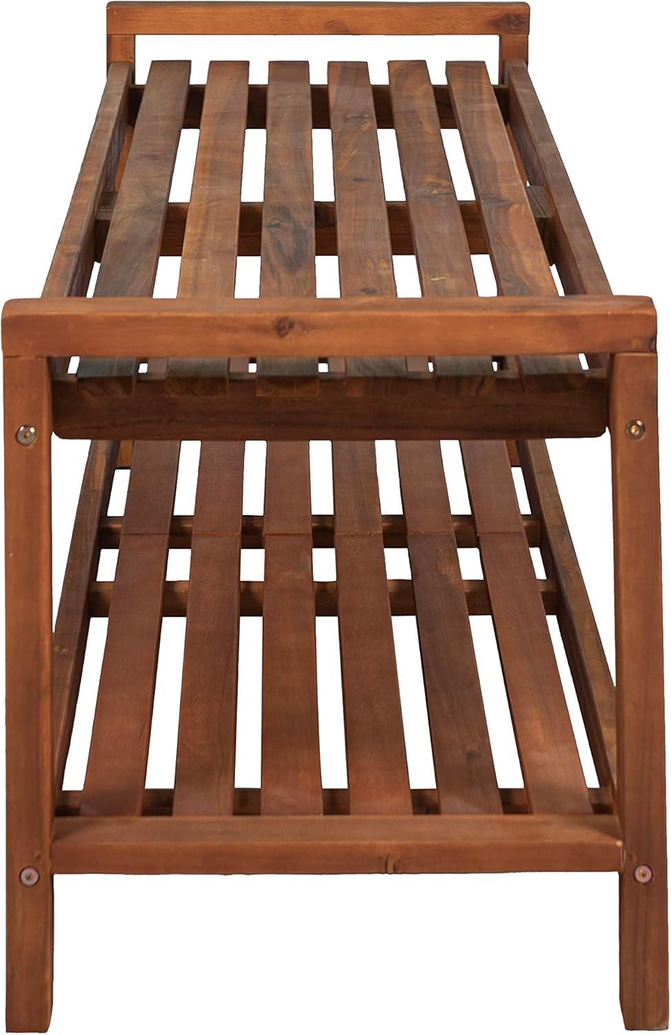 Blane 3-Seat Mid-Century Modern Acacia Wood Slat Outdoor Garden Patio Bench - JONATHAN Y