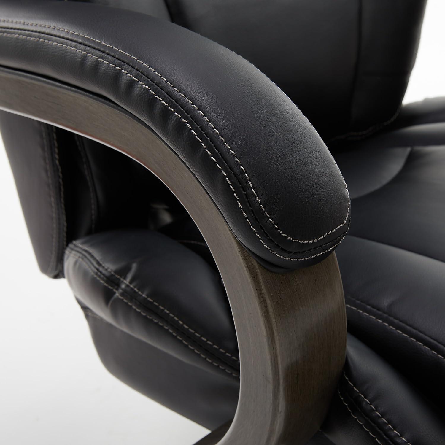 La-Z-Boy La-Z-Boy Harnett Big and Tall Executive Office Chair, Ergonomic High-Back Chair with Solid Wood Arms, ComfortCore with Memory Foam Cushions, Bonded Leather