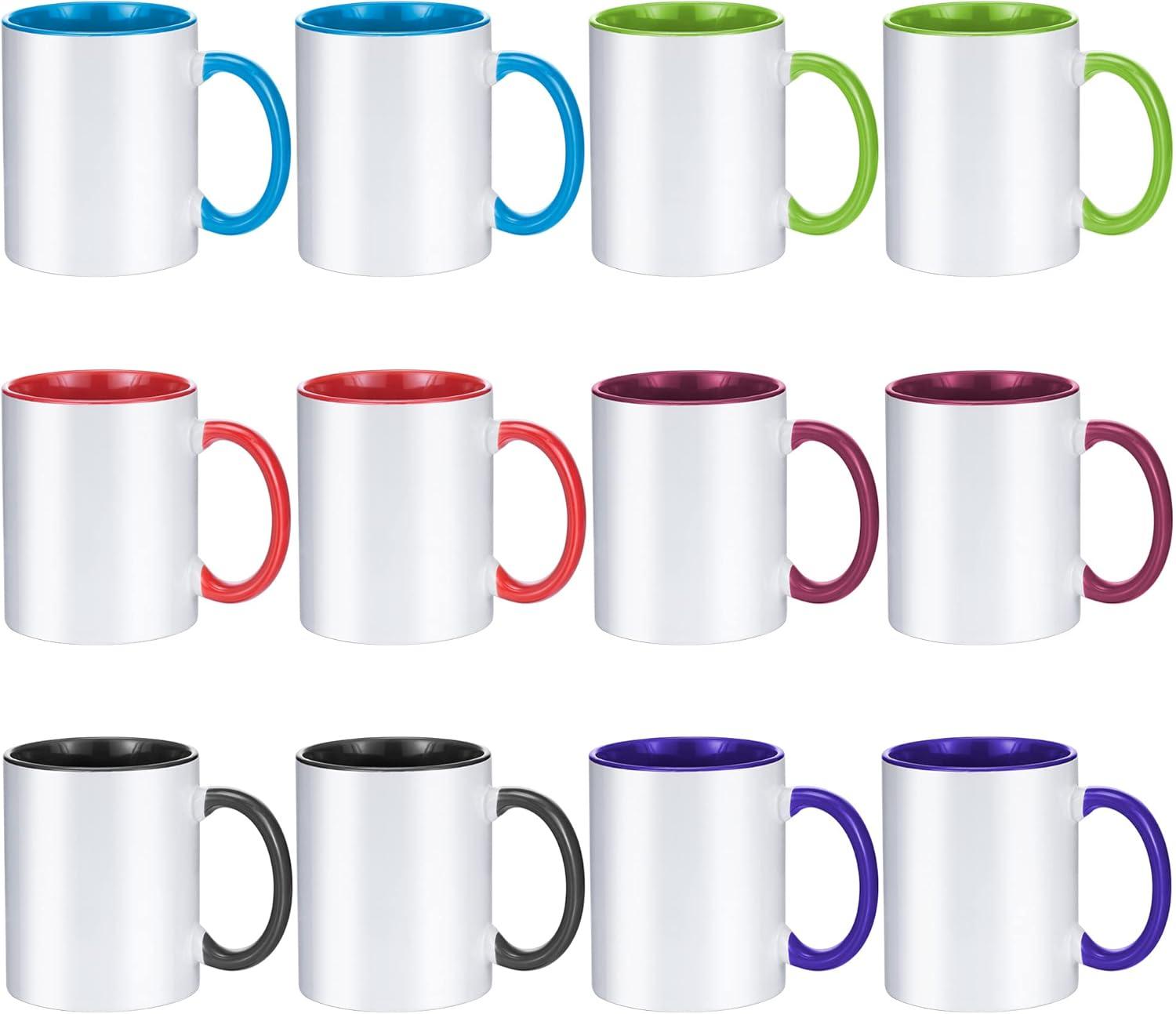 Sublimation Mugs 11 oz Sublimation Mugs Blank Sublimation Cups Sublimation Coffee Mugs Tazas Para Sublimacion Sublimation Coating for Mugs 6 Assorted Colors Set of 12