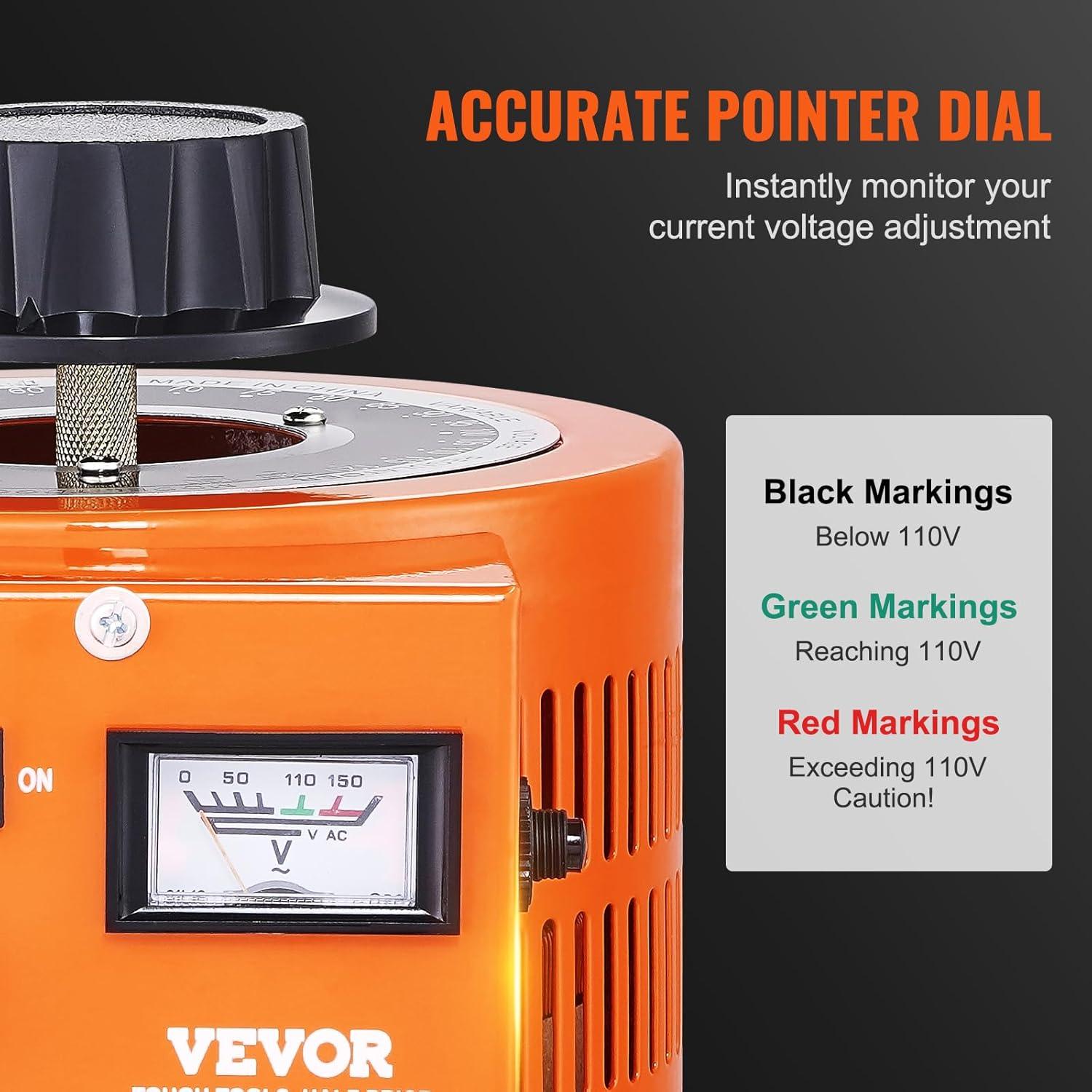 VEVOR VEVOR 500VA Auto Variable Voltage Transformer, 15.3 Amp, 110V Input 0-130V Output AC Voltag KBBYQZZBS5002NBX7V1