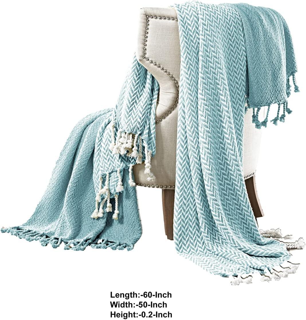 Modern Chic 100% Cotton Taupe Throw Blanket Pair with Fringe