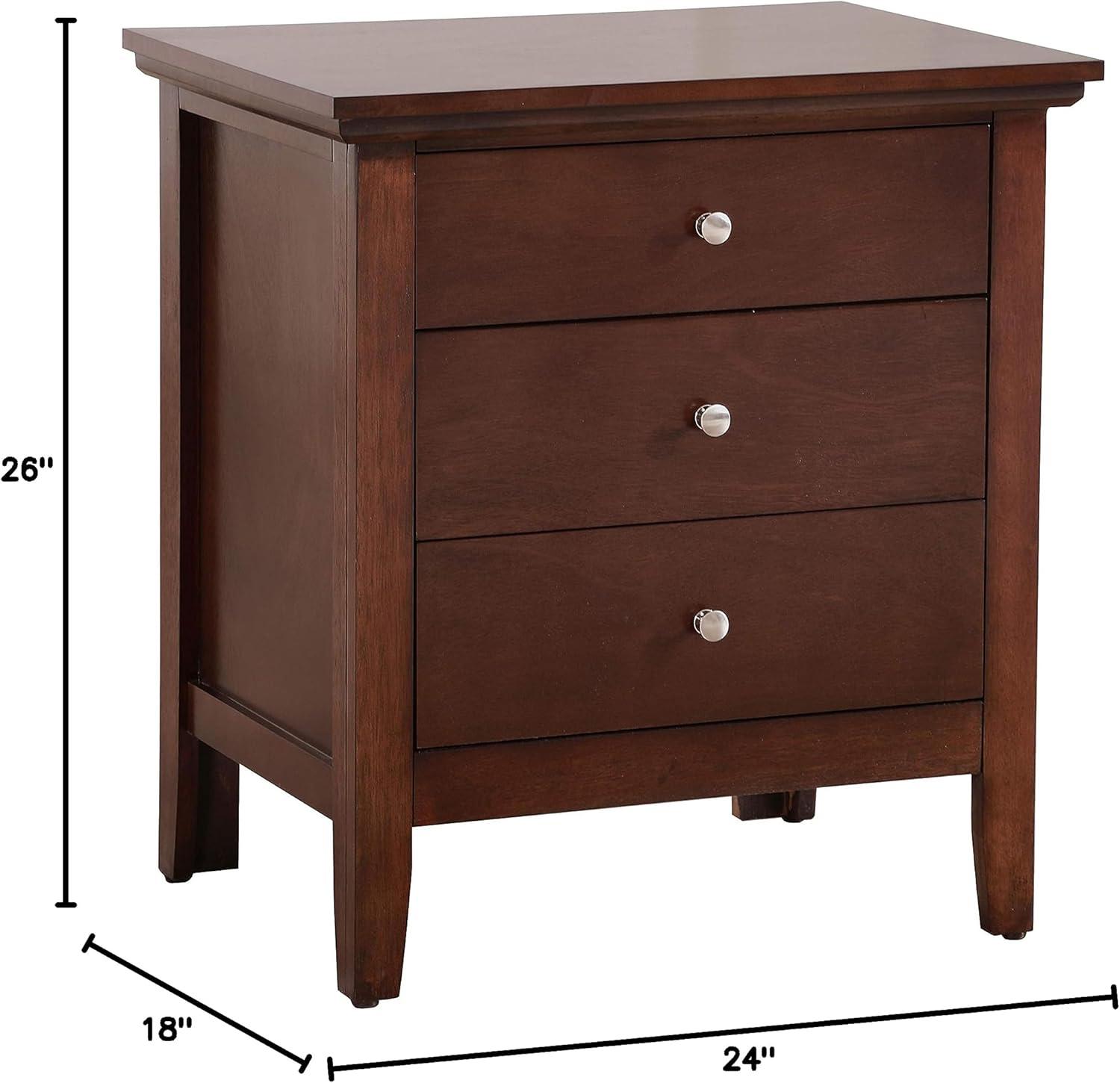 HomeStock Rustic Refinement 3 Drawer Nightstand , Cappuccino