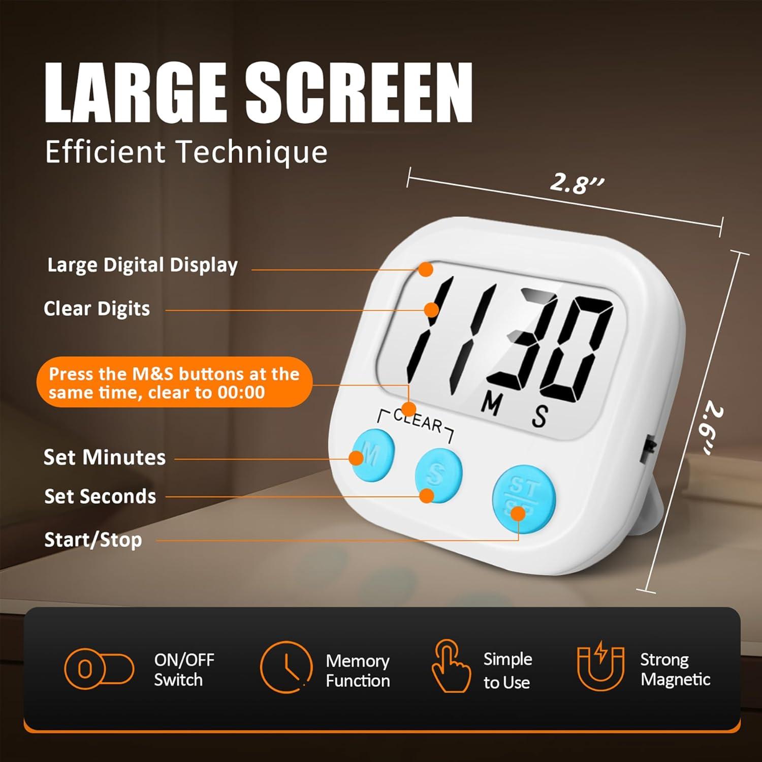 2 Count Kitchen Timer Task Small Digital with Magnetic Back and On/off Switch