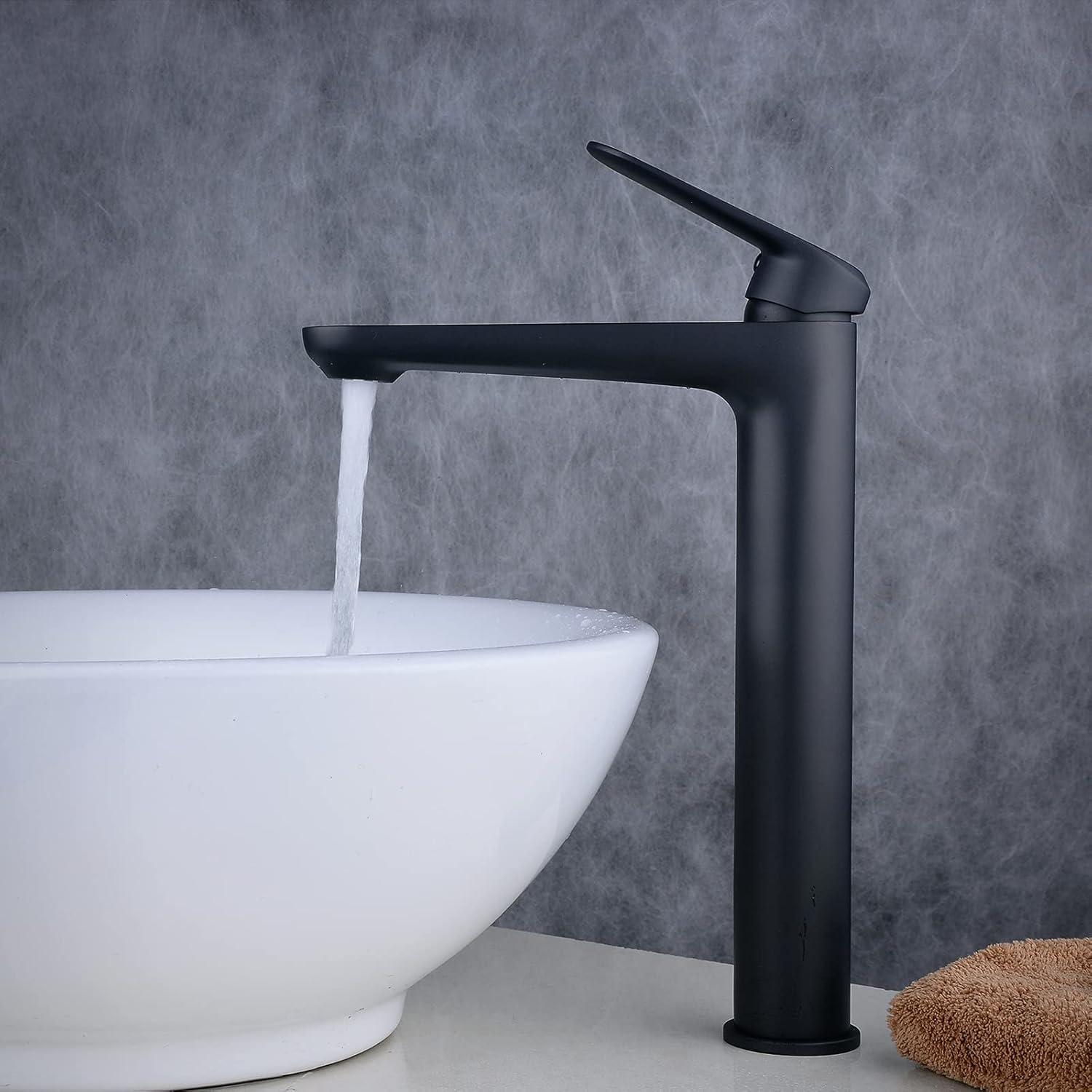 Matte Black Tall Single Handle Bathroom Faucet