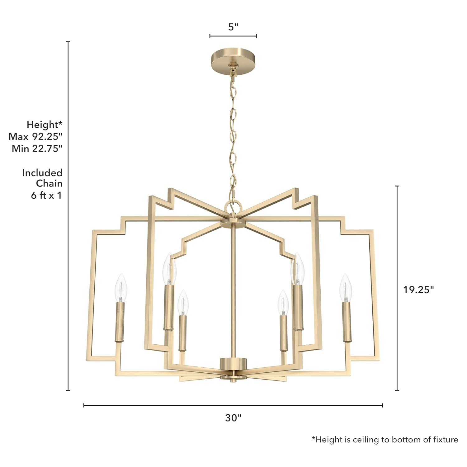 Hunter 30 Inch Zoanne 6 Light Chandelier Ceiling Light Fixture