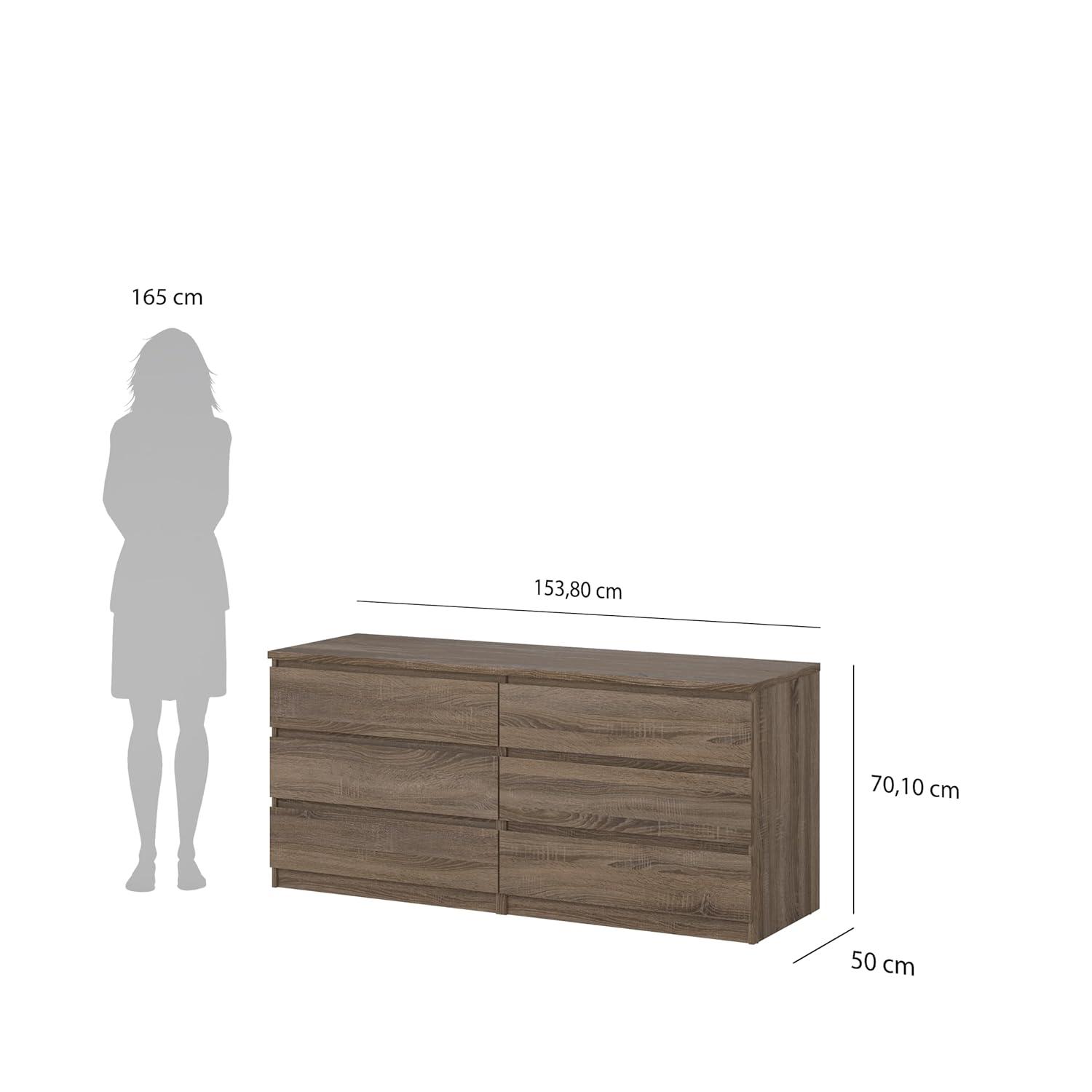 Wood Scottsdale 6 Drawer Double Dresser in Truffle Brown-Tvilum