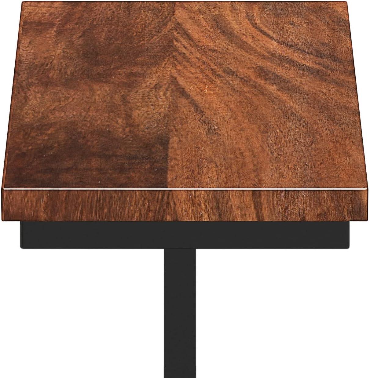 Gowan Mango Wood and Black Metal C-Shape Side Table