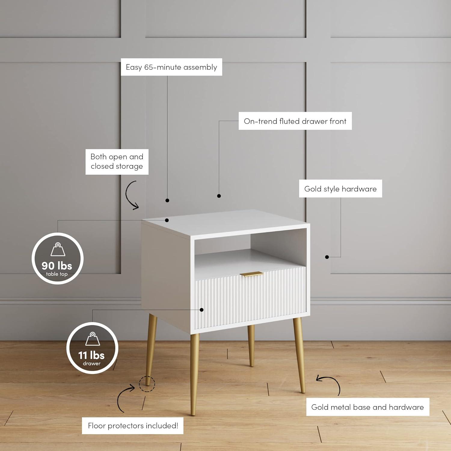 Nathan James 20'' W Metal Nightstand