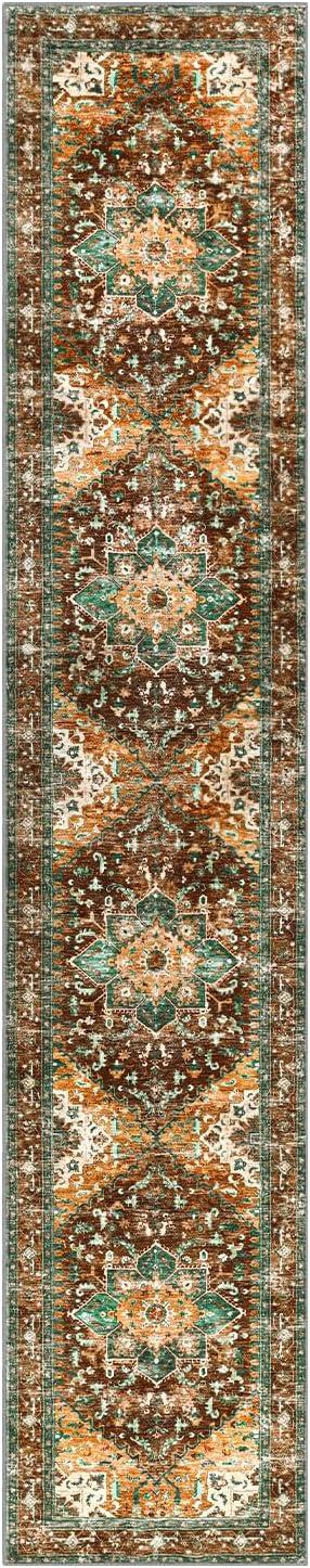 Yamaziot Washable Runner Rug, 2x10 Non-Slip Boho Vintage Hallway Rug Runner with Rubber Backing, Stain Resistant Distressed Carpet Runner for Bedroom, Kitchen, Laundry, Entrance