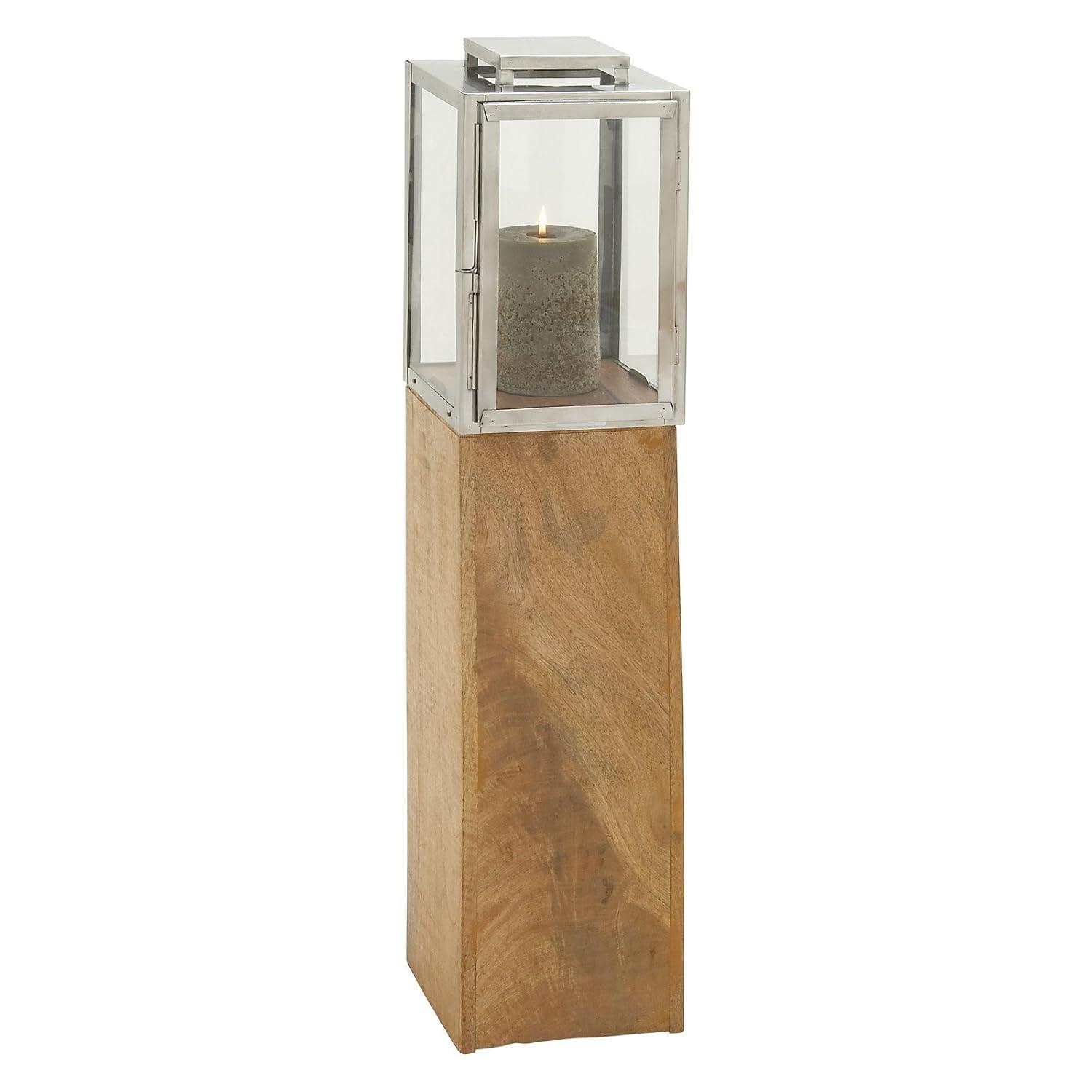 Loon Peak® Mango Wood Handmade Decorative Indoor Outdoor Brown Candle Lantern