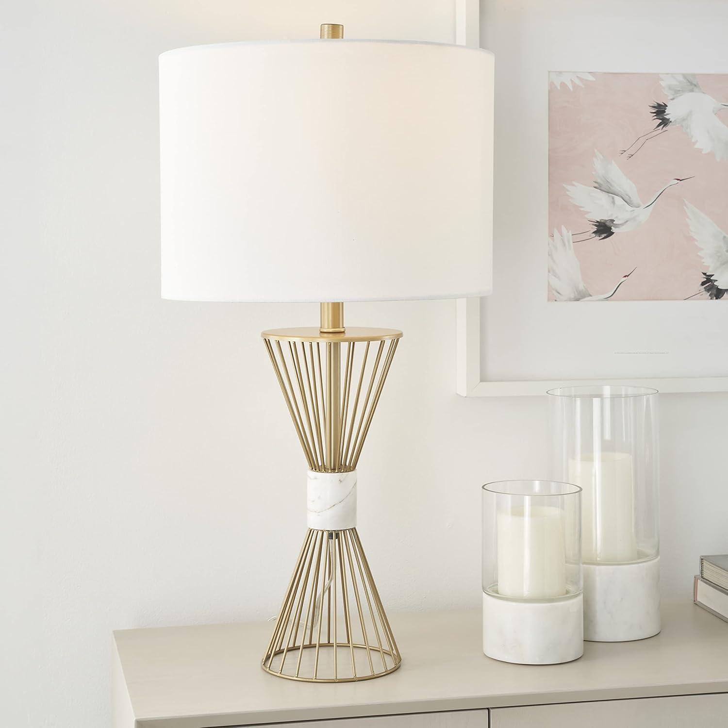 27" Gold Metal Wire with Marble Table Lamp - Nourison