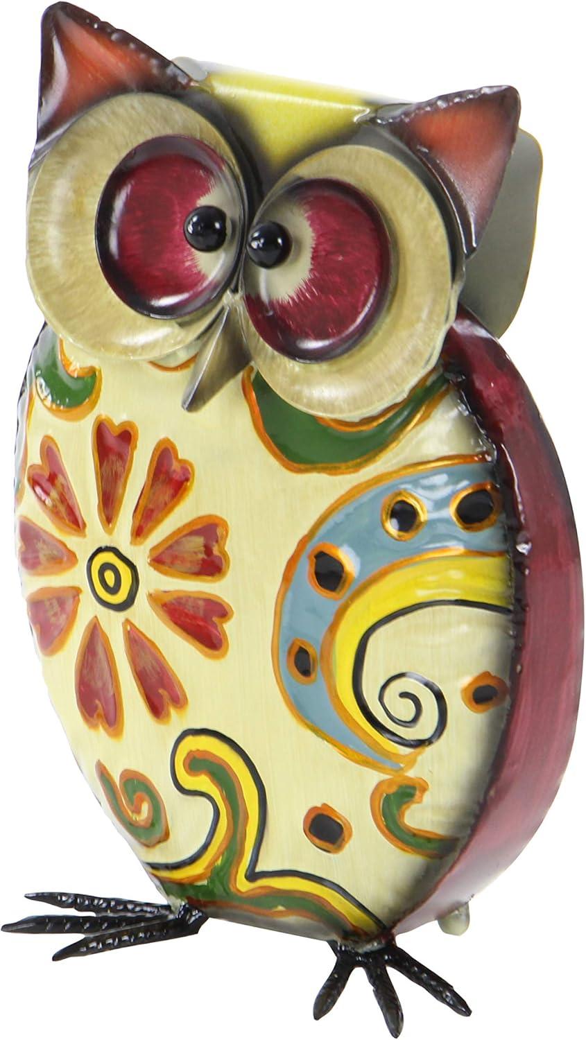 DecMode 11" Indoor Outdoor Owl Garden Sculpture with Floral Pattern
