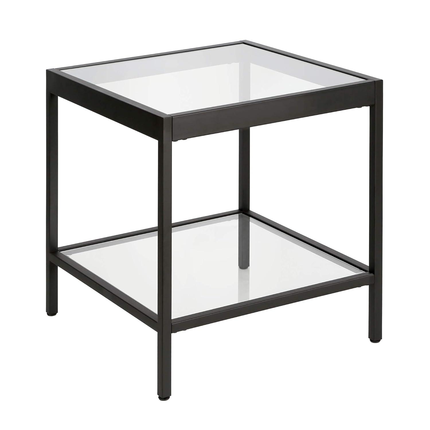 Evelyn&Zoe Alexis 20" Wide Square Side Table, Nickel