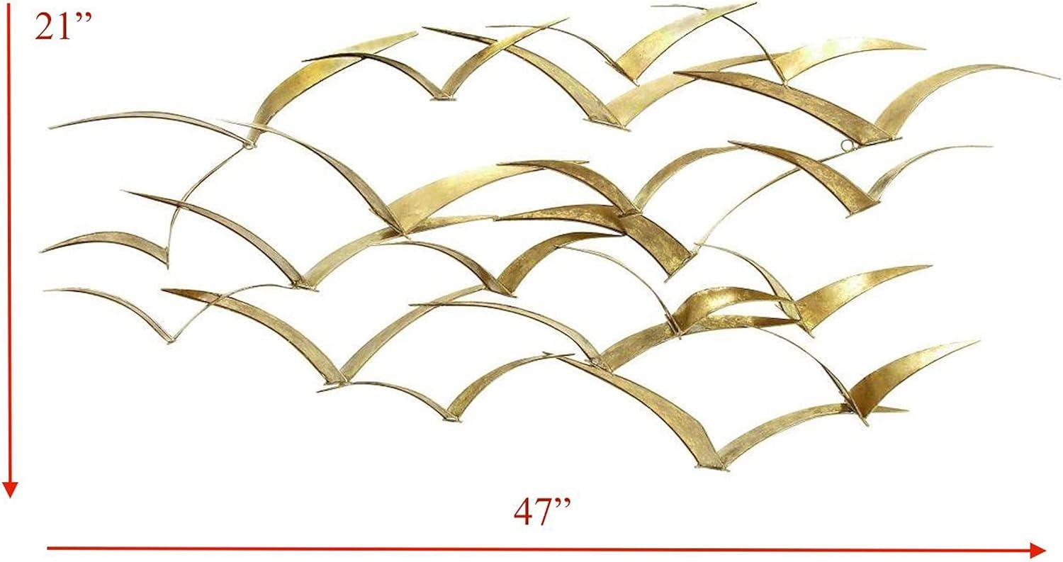 Urban Designs Handcrafted Flock of Birds Metal Wall Art - Gold