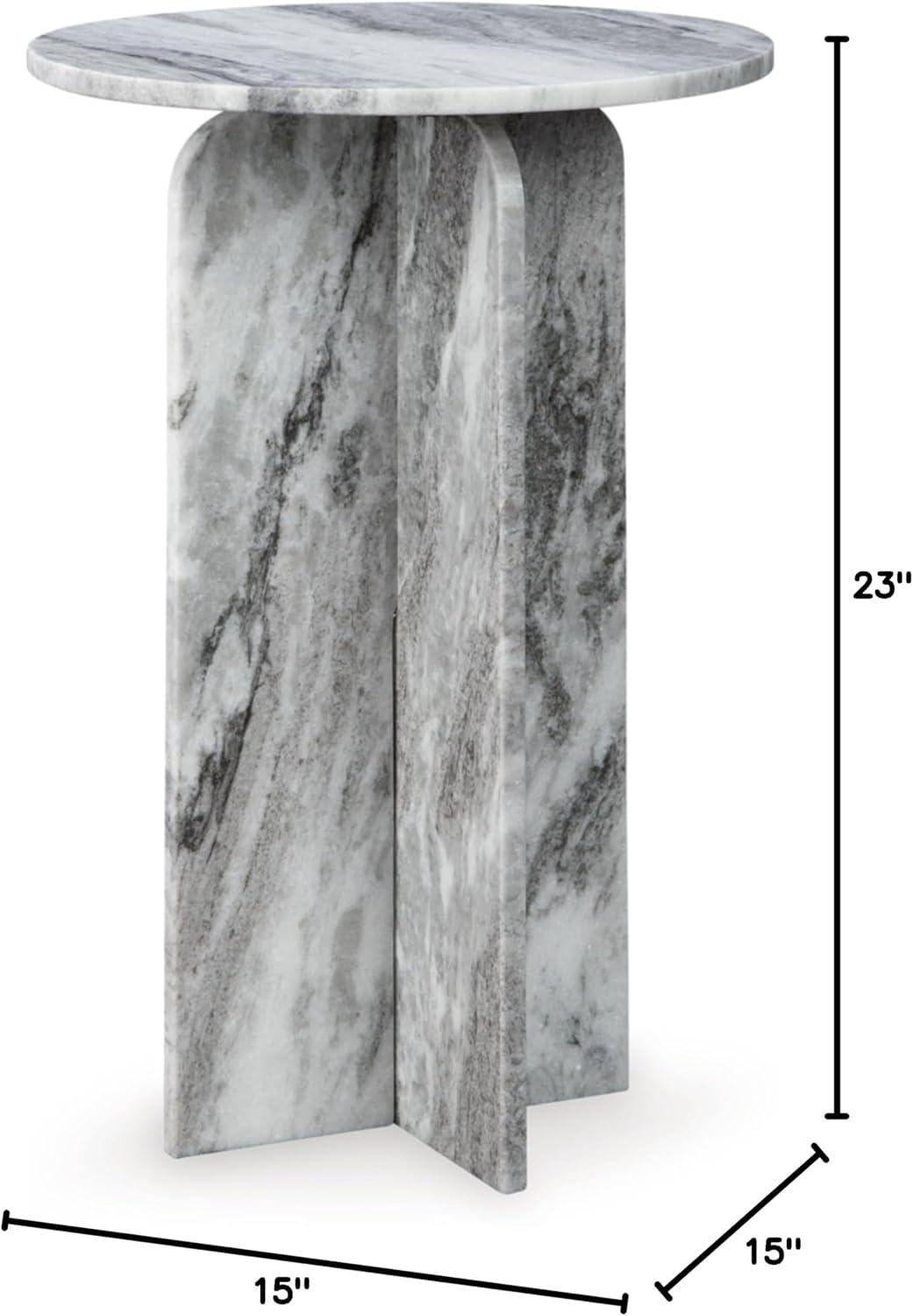 Gray Marble Round Contemporary Accent Table