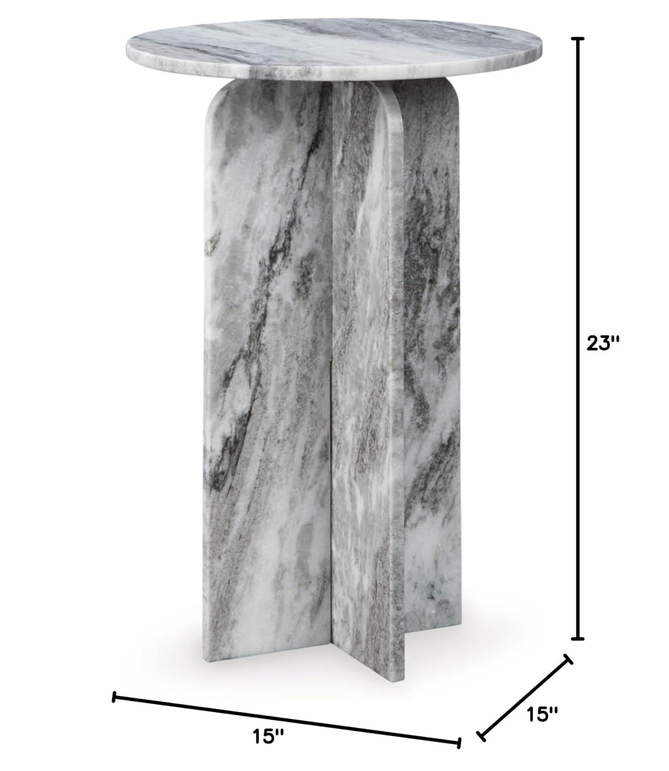 Gray Marble Round Contemporary Accent Table