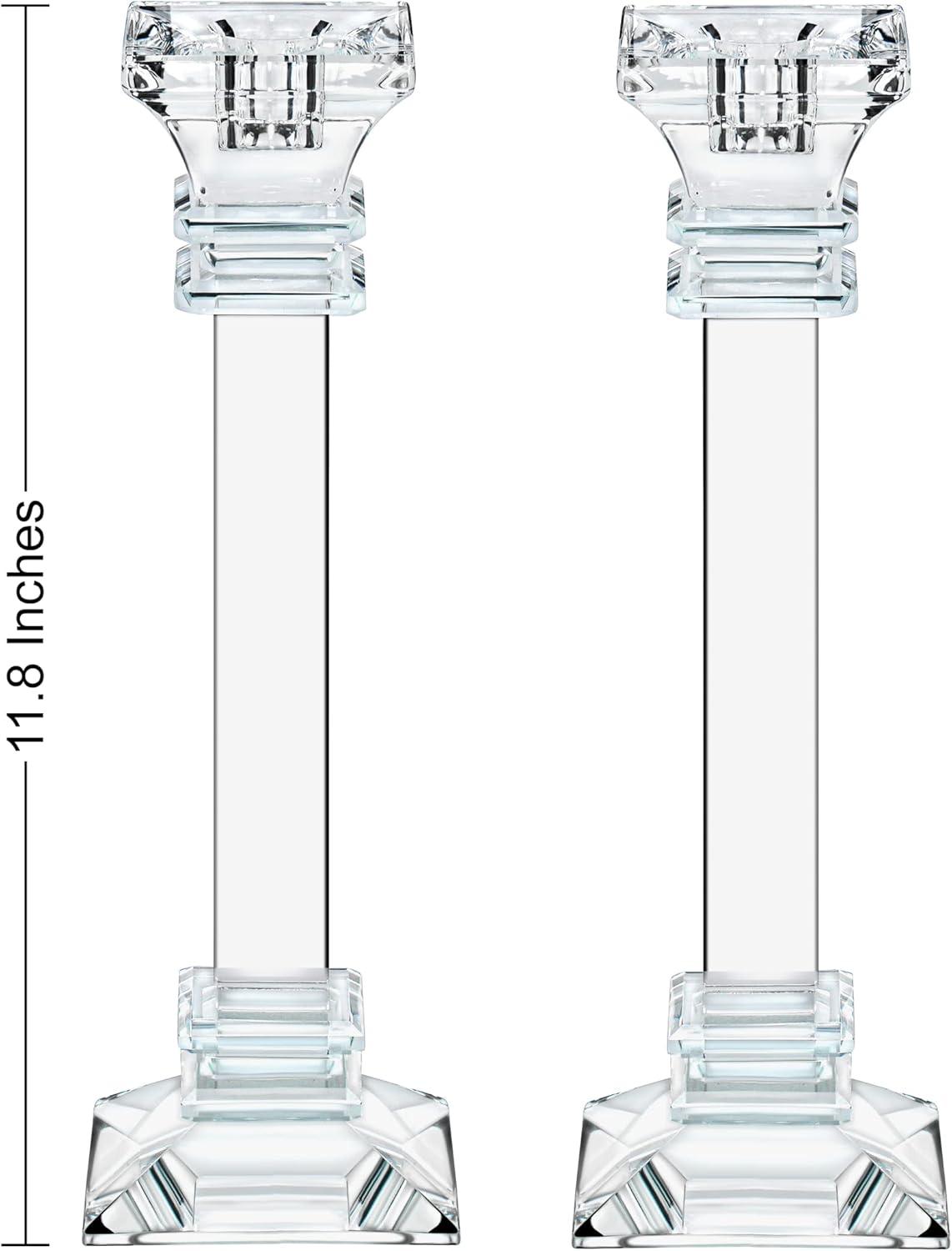 Elegant 11.8" Crystal Candlestick Holders Set of 2